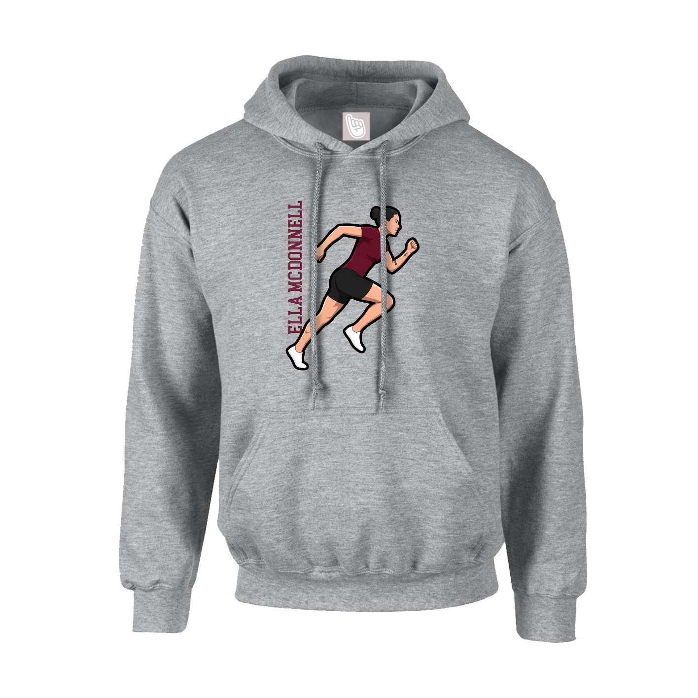 Youth Hoodie — Name Vertical in Grey