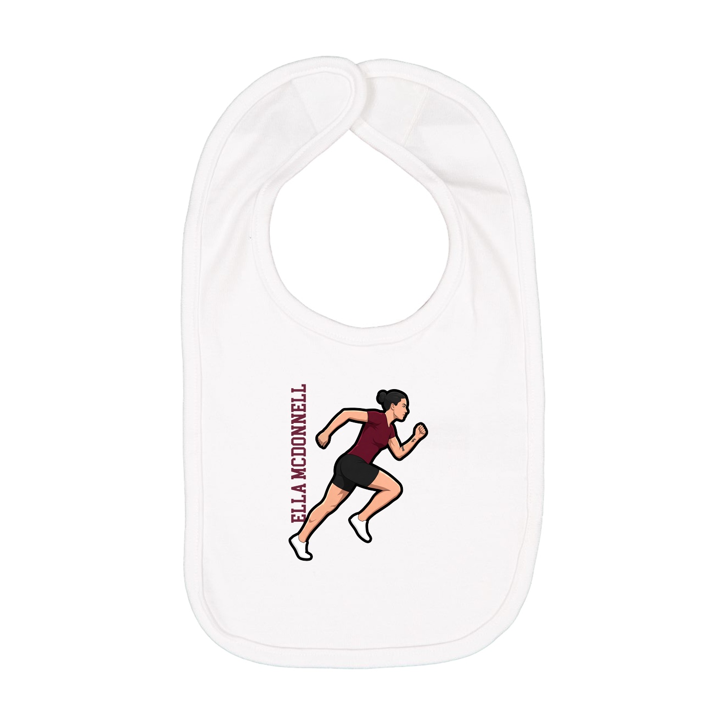 Infant Bib — Name Vertical in White