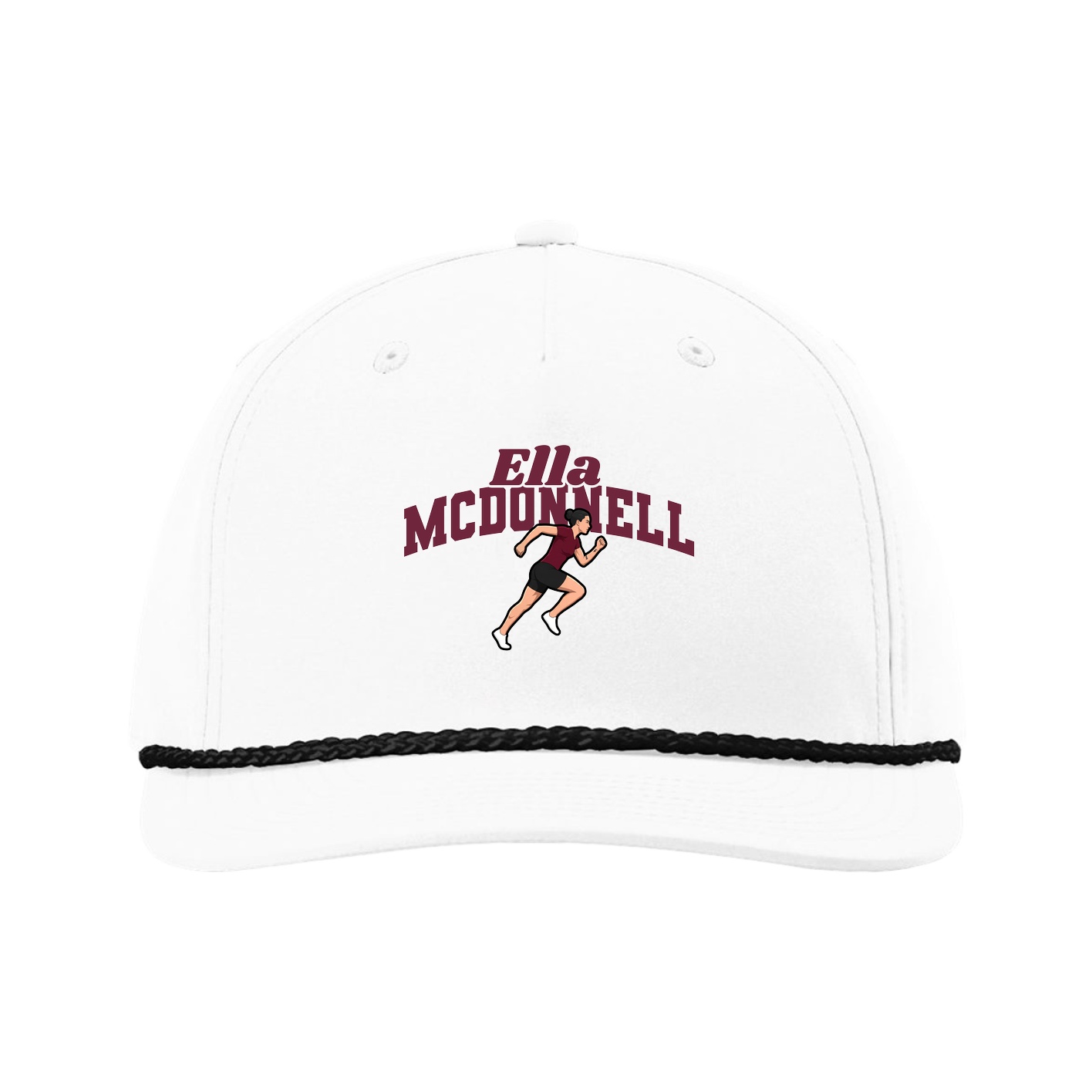 Five-Panel Classic Rope Cap — Signature Arch in White