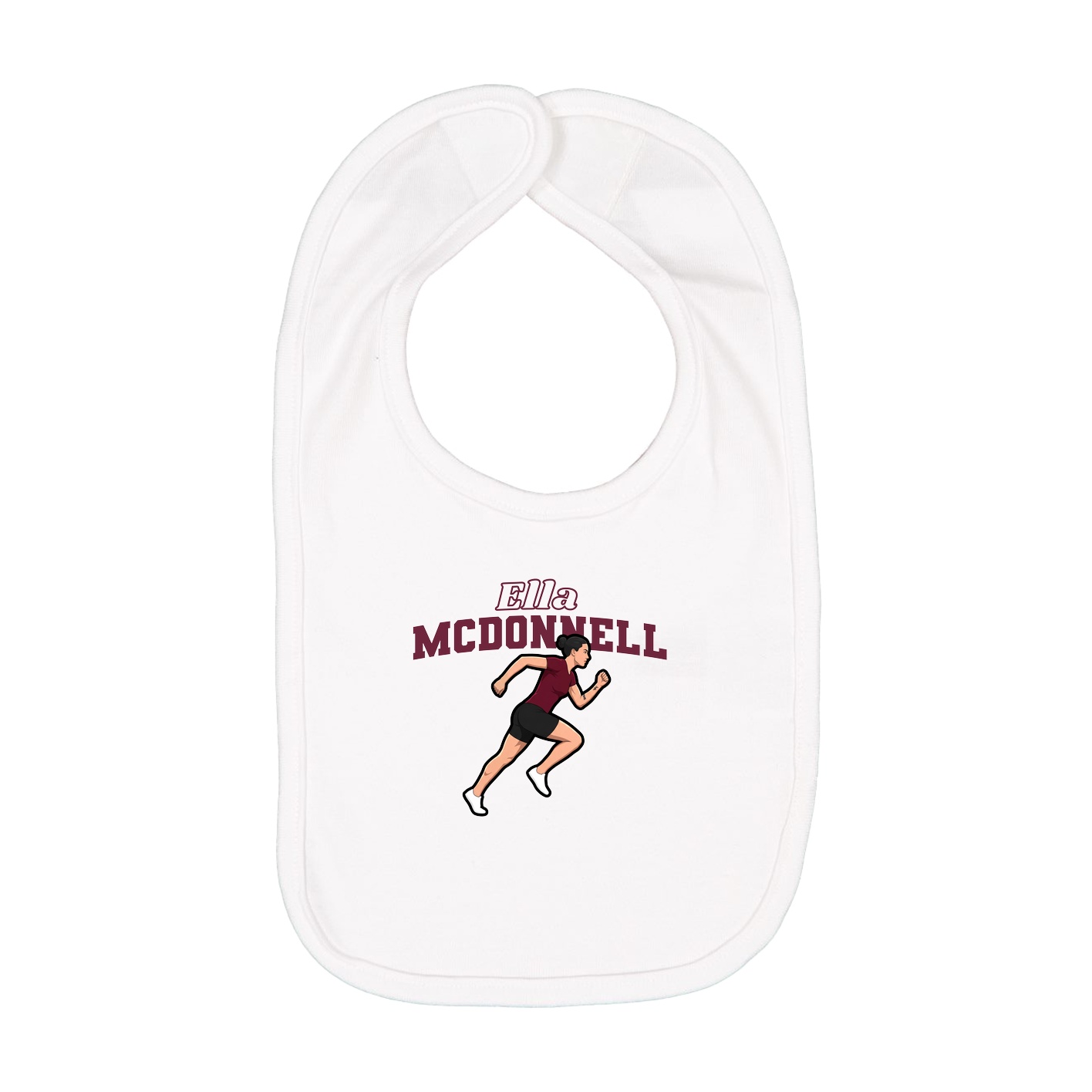 Infant Bib — Name Arch in White