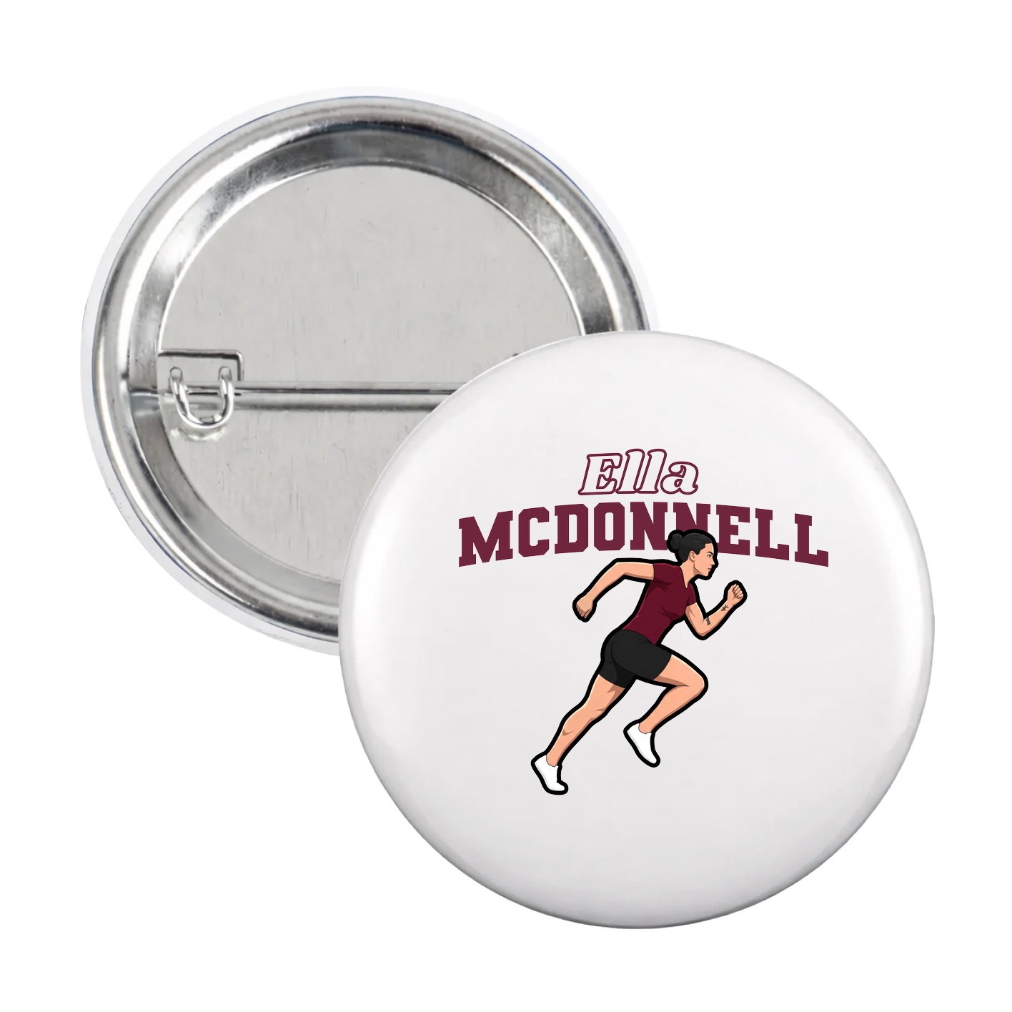 Game Day Button — Name Arch in White