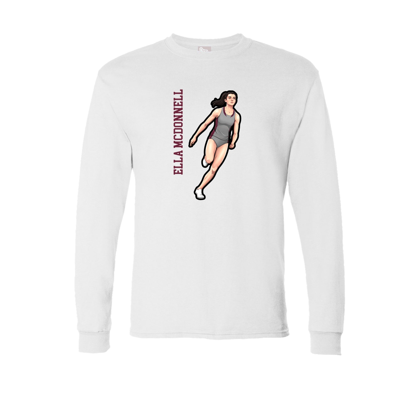 Long Sleeve Tee — Name Vertical in White
