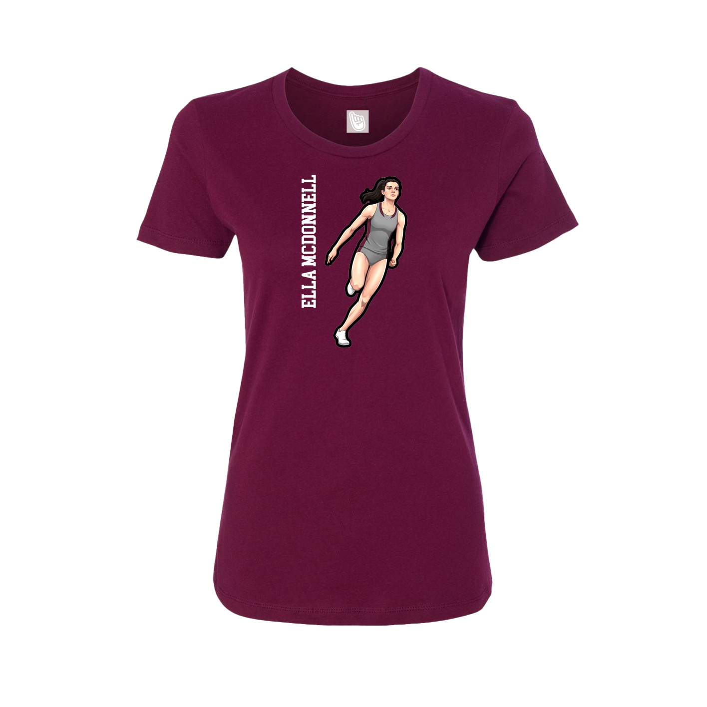 Fitted Women's Tee — Name Vertical in Maroon