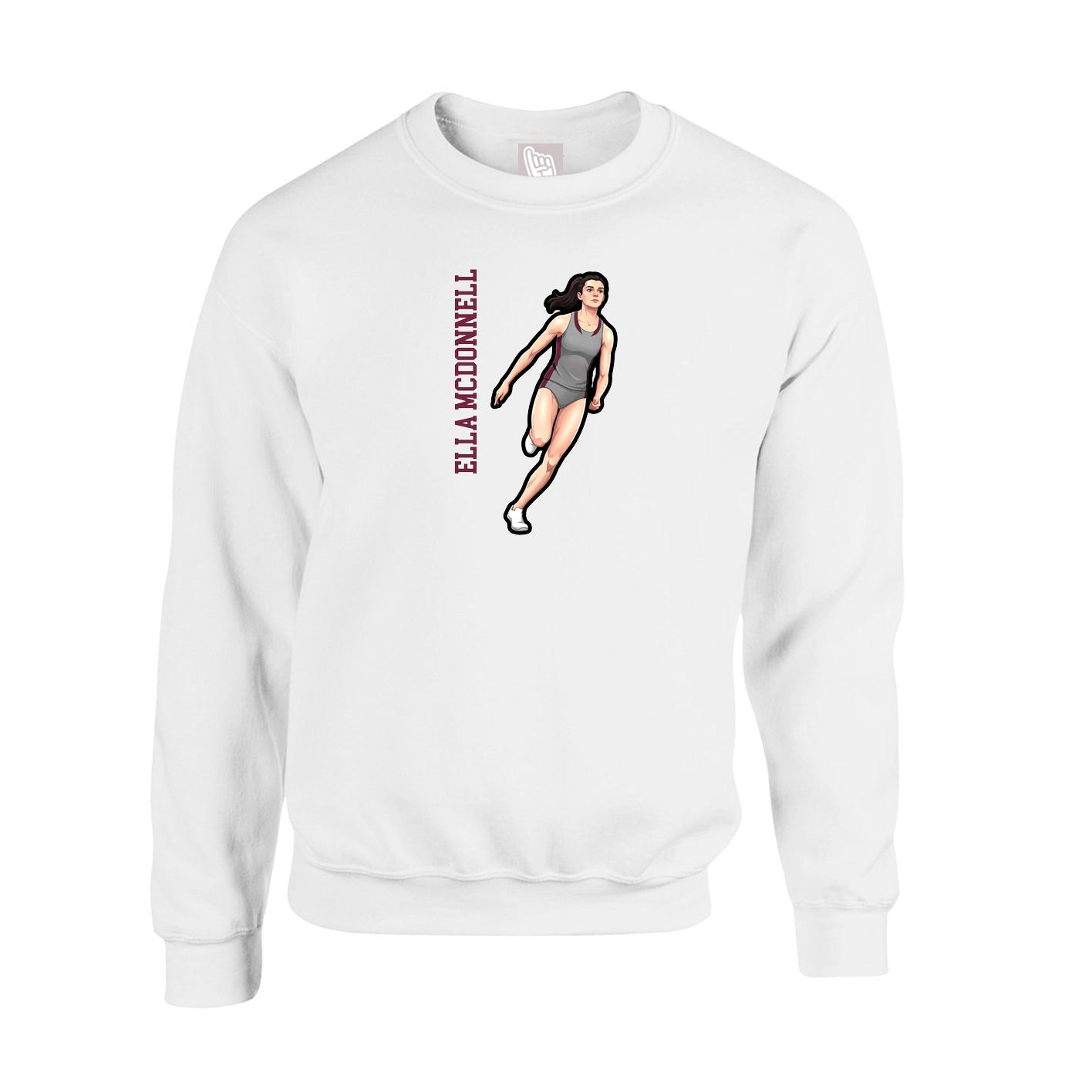 Fleece Crew — Name Vertical in White