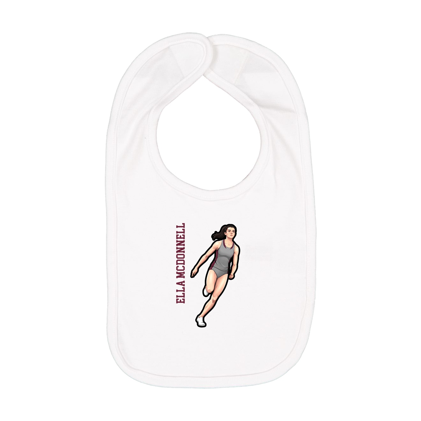 Infant Bib — Name Vertical in White