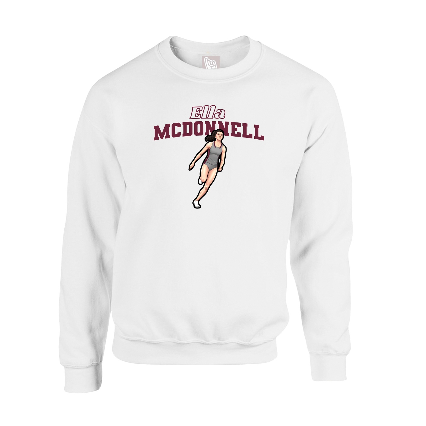 Fleece Crew — Name Arch in White