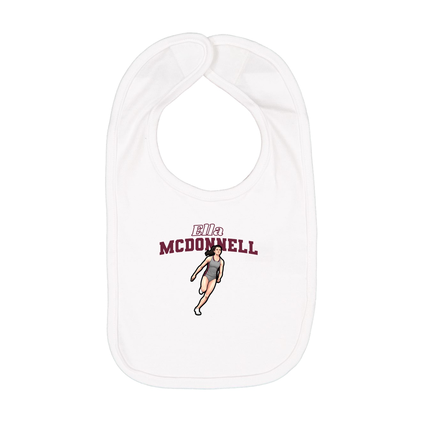 Infant Bib — Name Arch in White