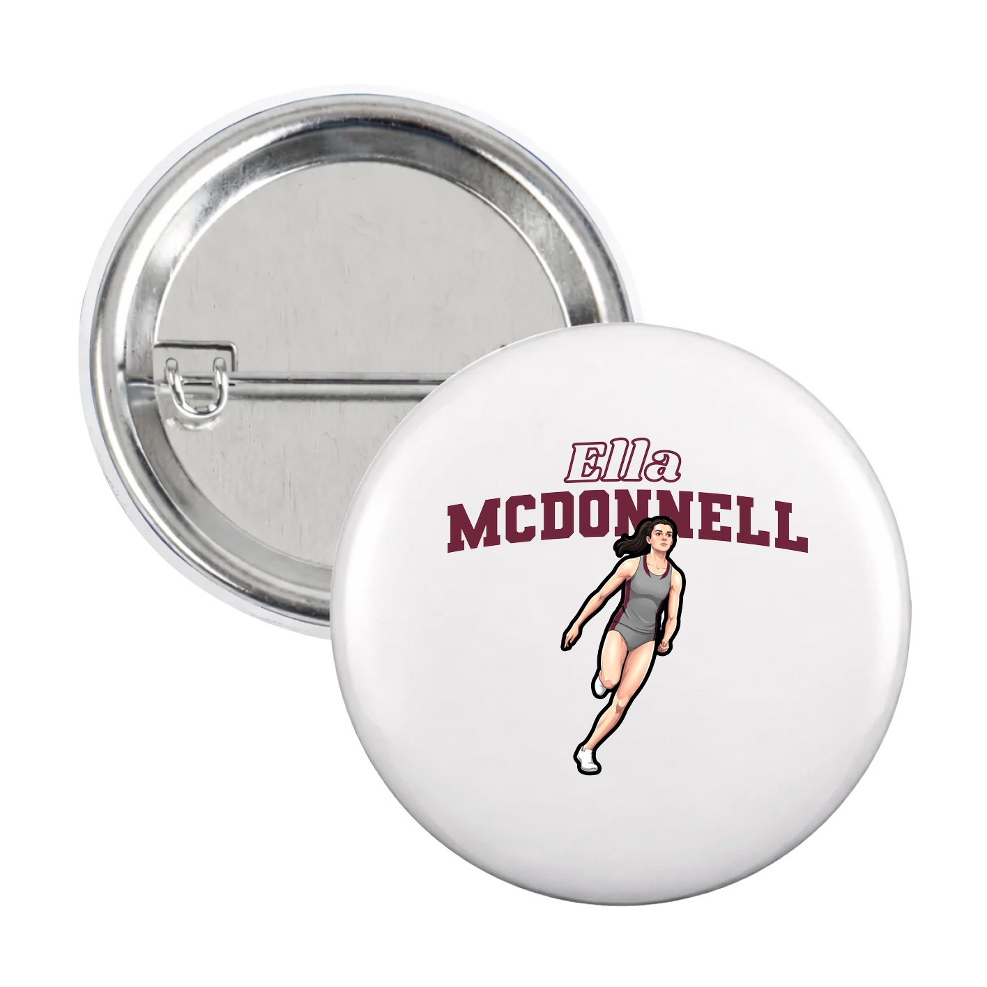 Game Day Button — Name Arch in White