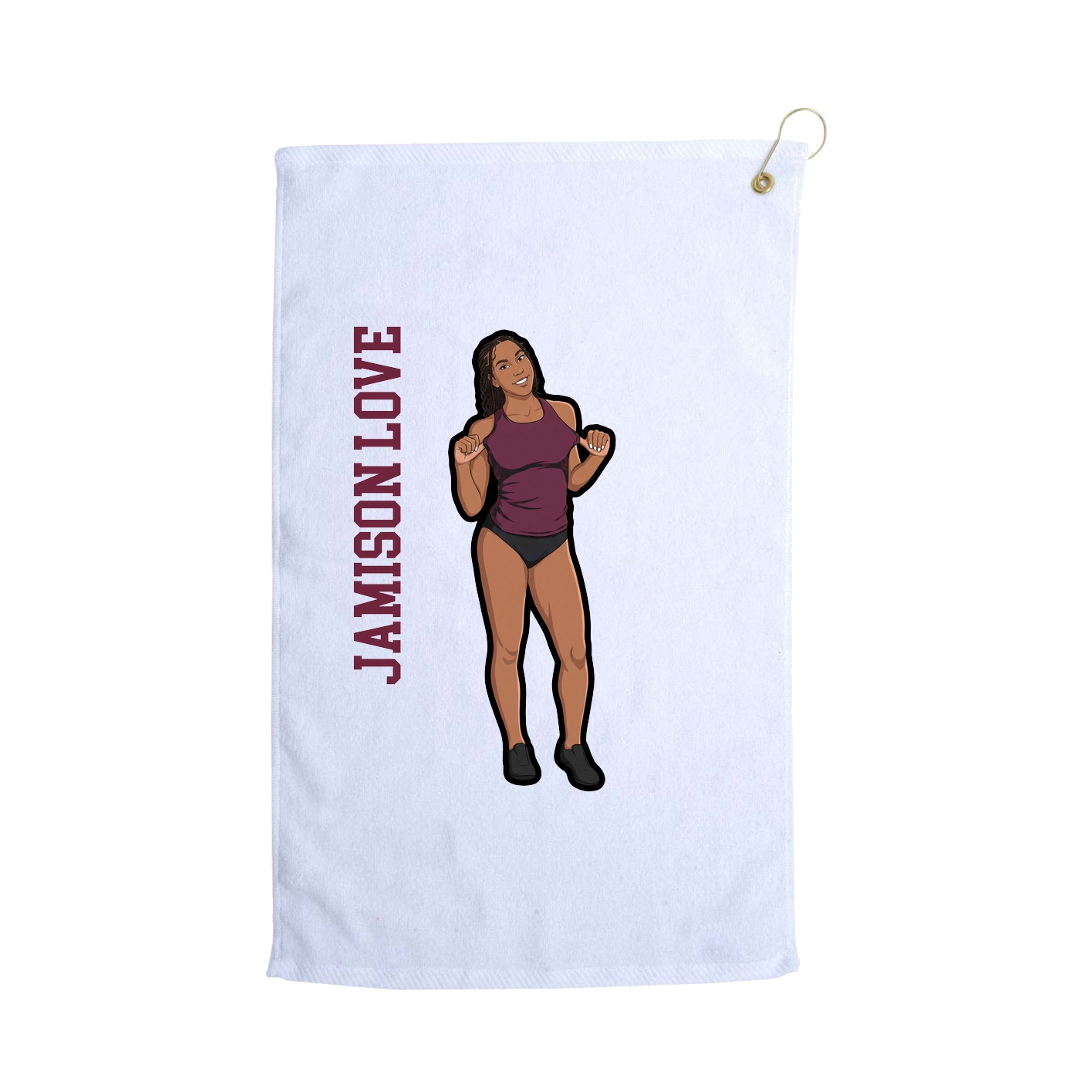 Golf Towel — Name Vertical in White