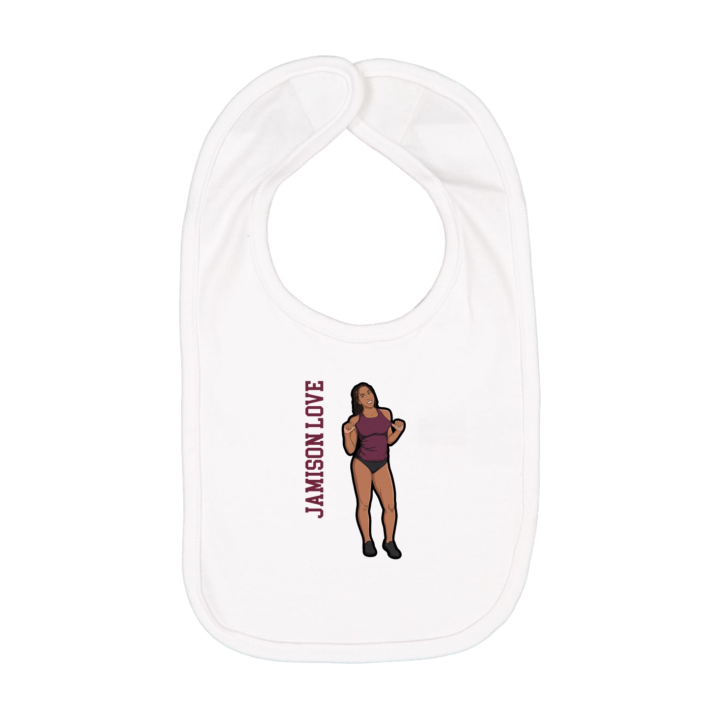 Infant Bib — Name Vertical in White
