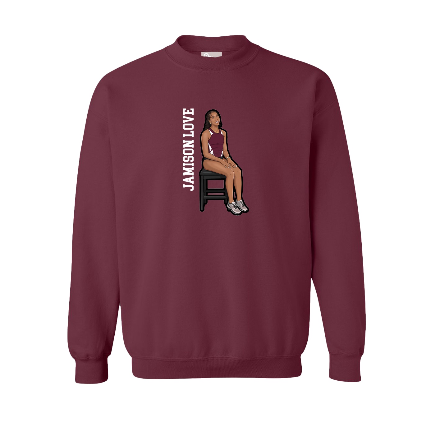 Fleece Crew — Name Vertical in Maroon