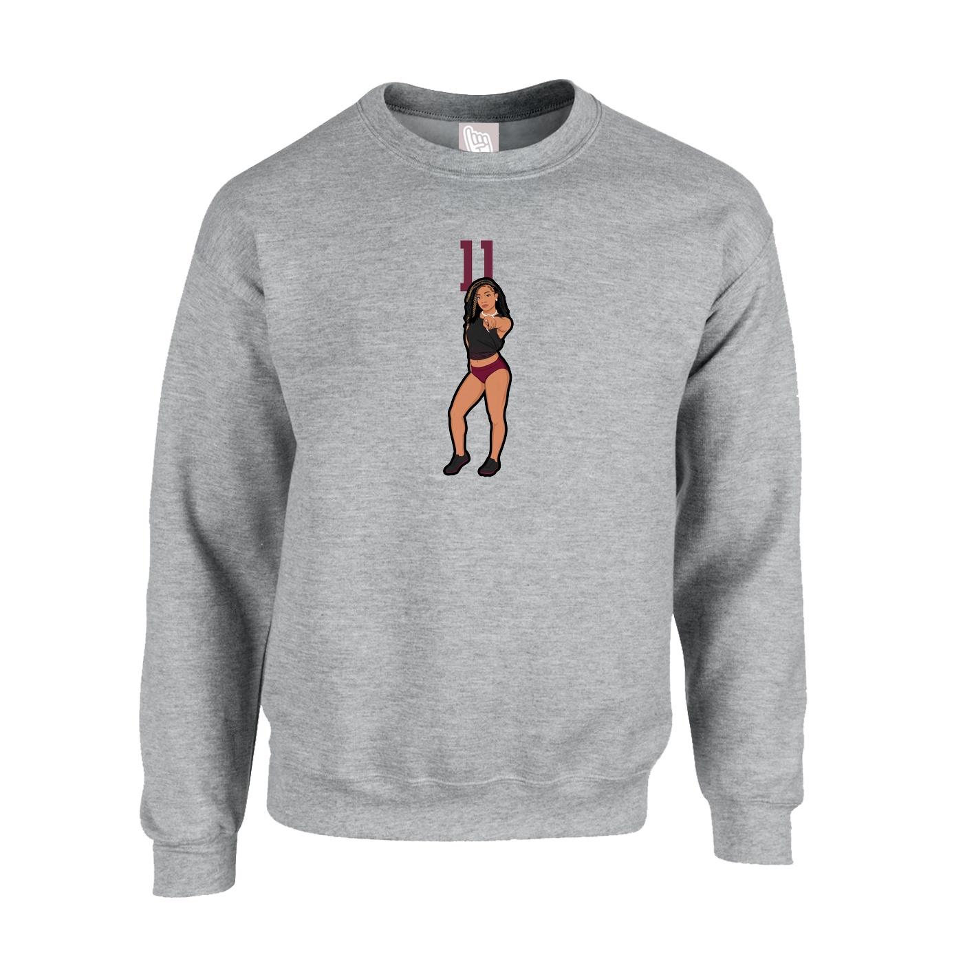 Fleece Crew — Number Top in Grey