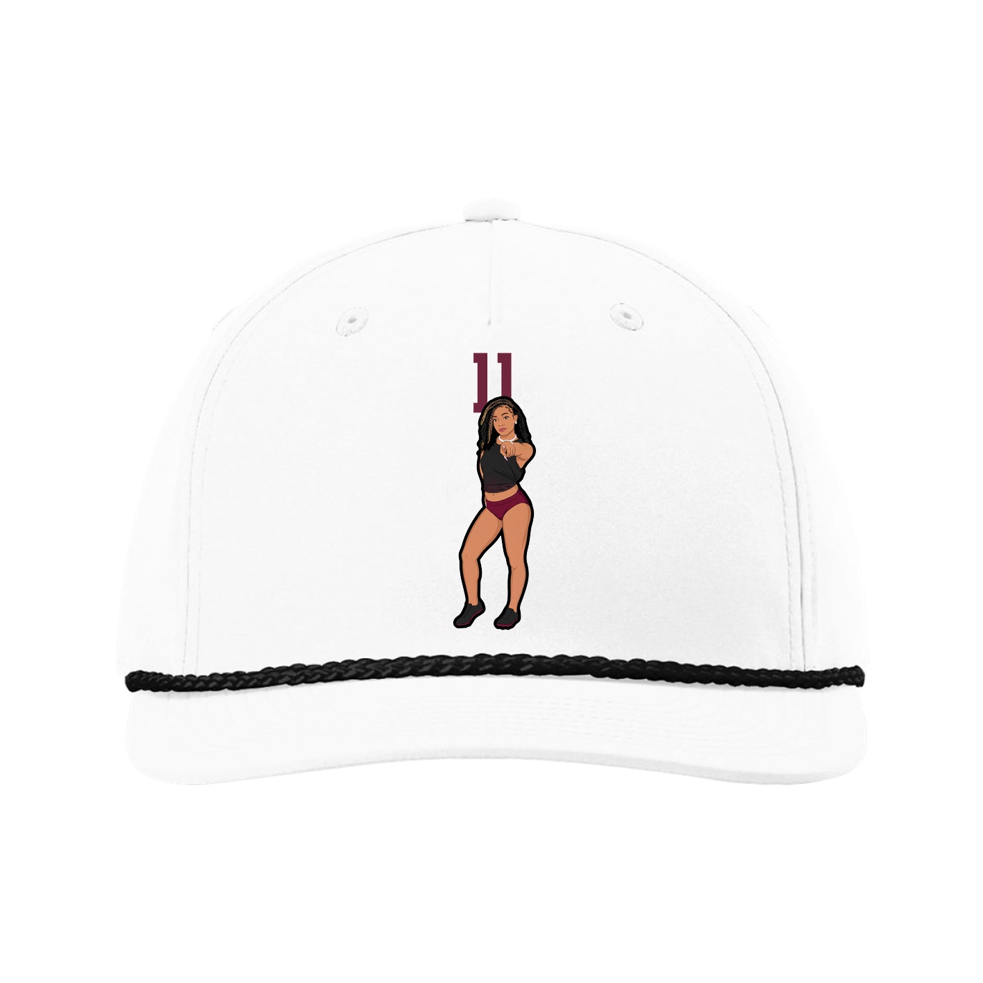 Five-Panel Classic Rope Cap — Number Top in White