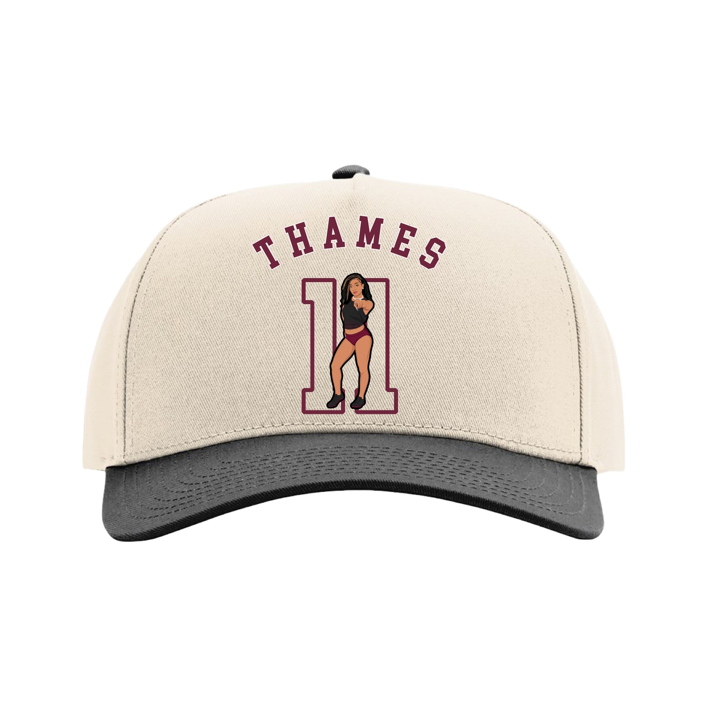 Full Fabric Five-Panel Champ Cap — Shirsey Arch in Cream/Black