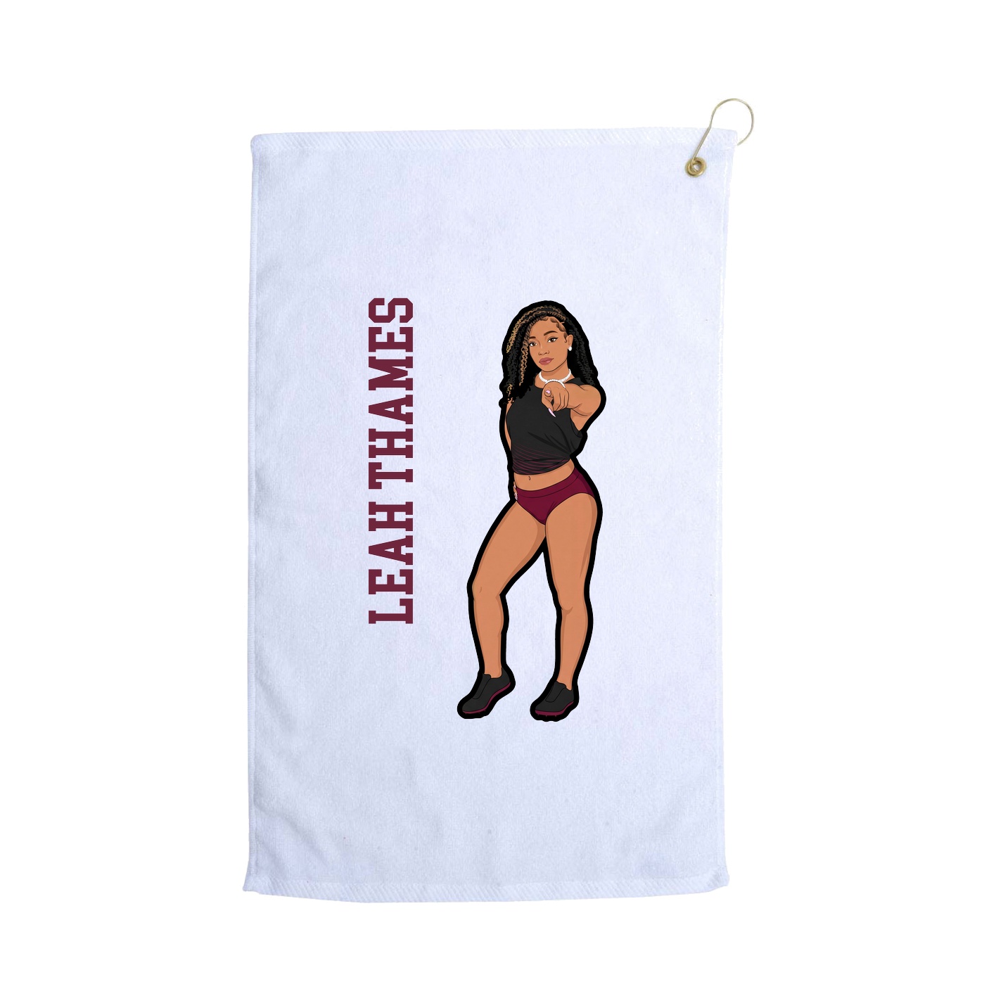 Golf Towel — Name Vertical in White