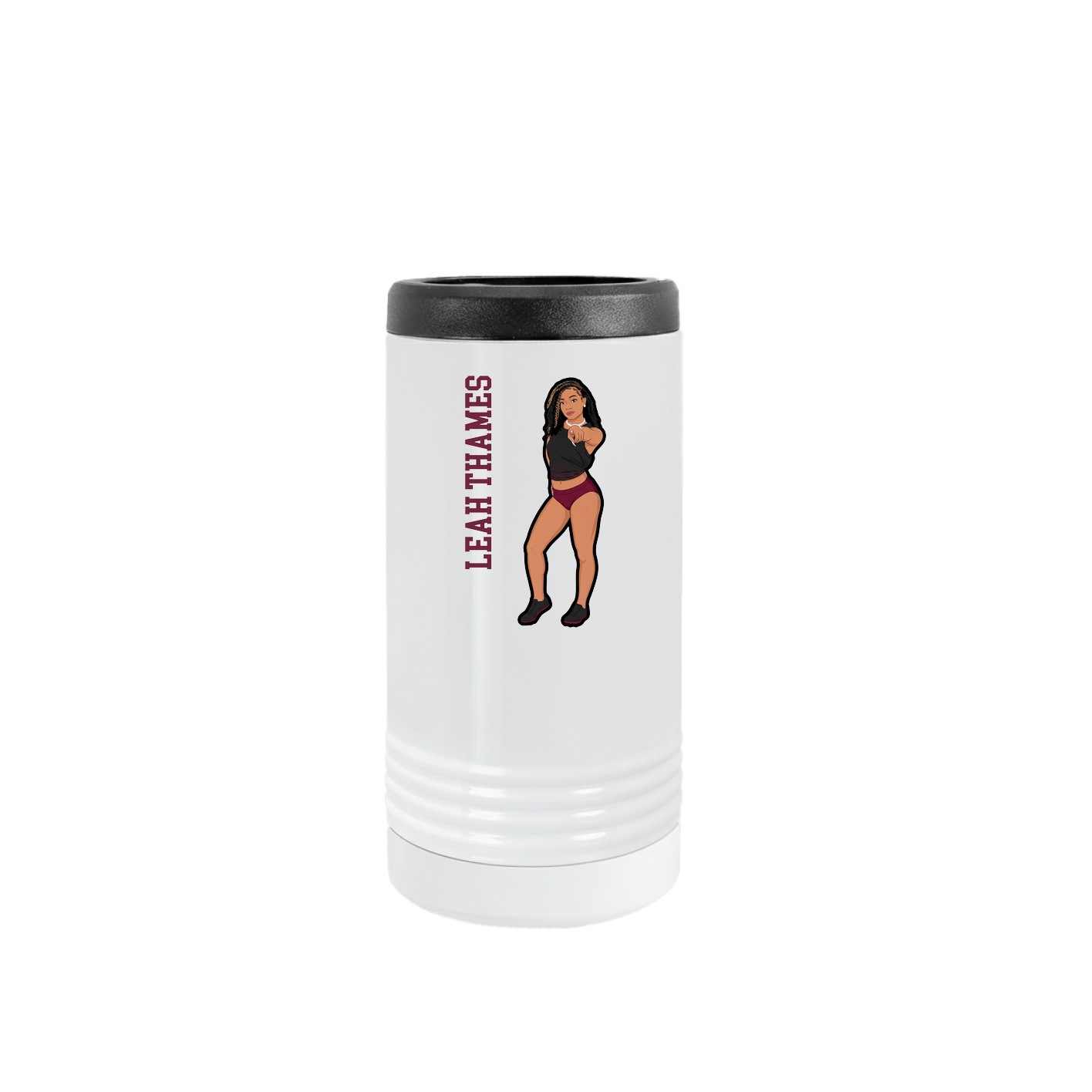 Slim Beverage Holder — Name Vertical in White