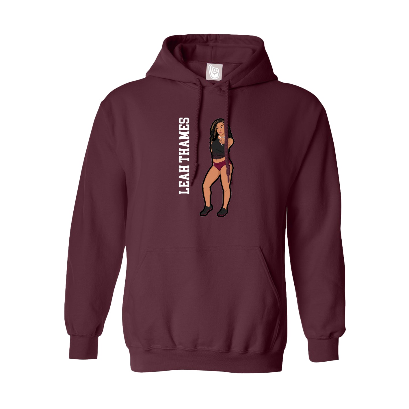 Hoodie — Name Vertical in Maroon