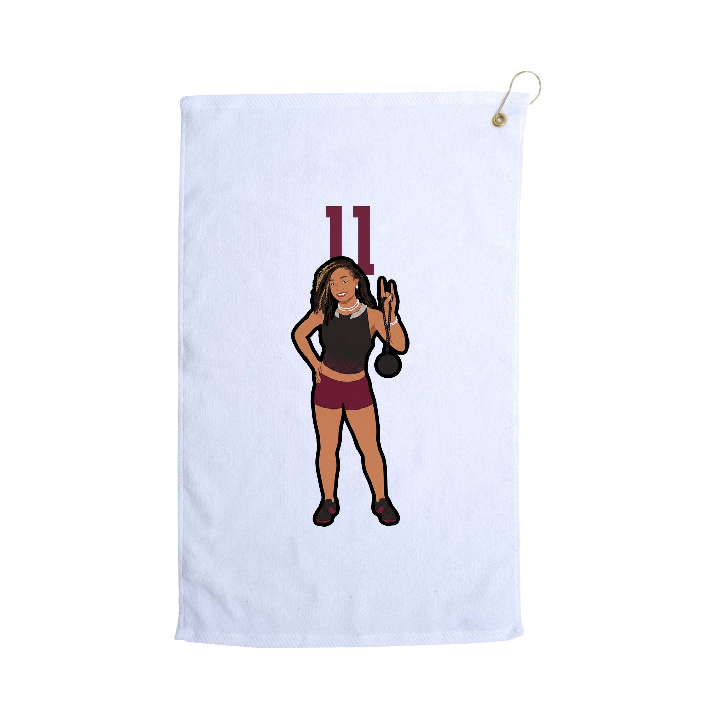 Golf Towel — Number Top in White