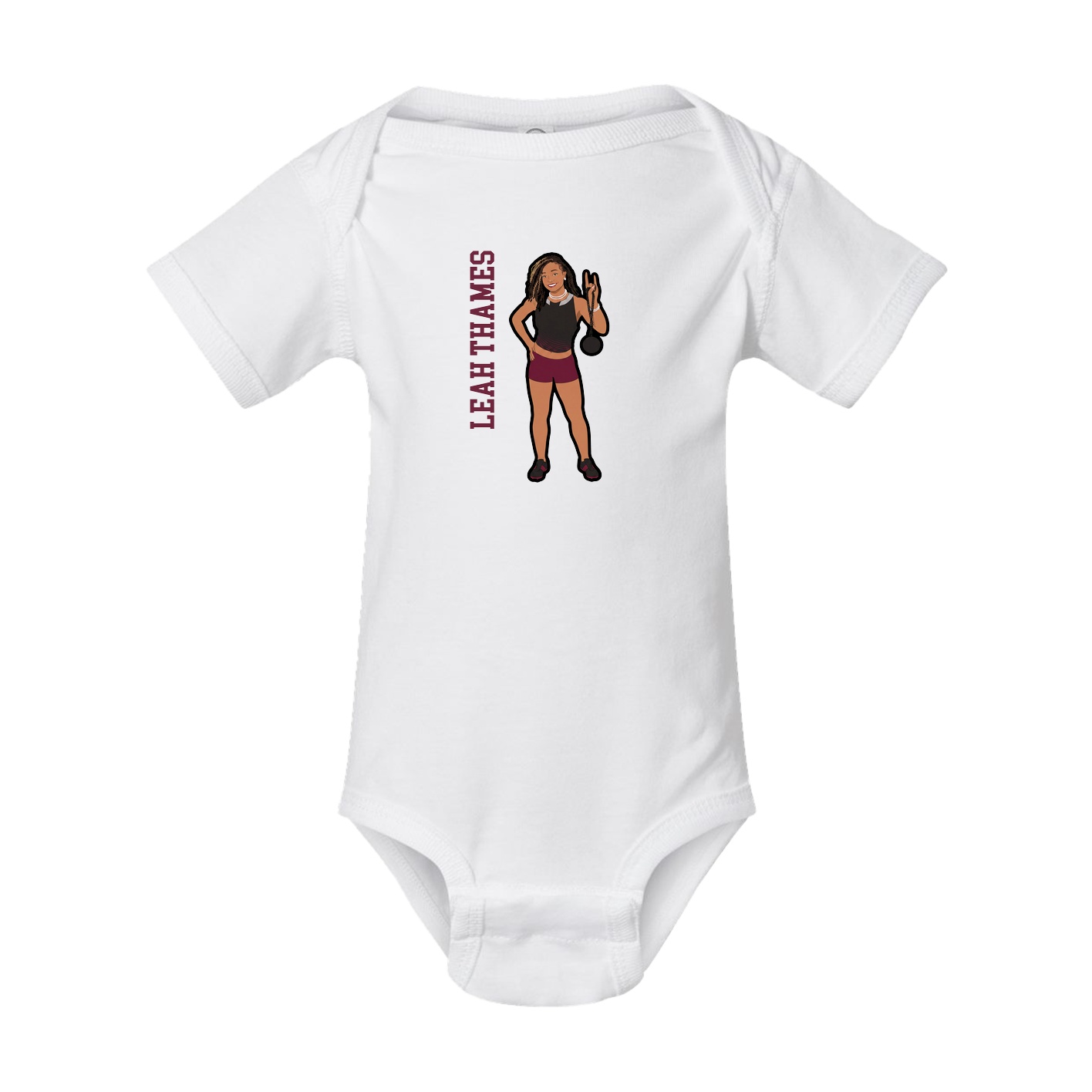 Baby Onesie — Name Vertical in White
