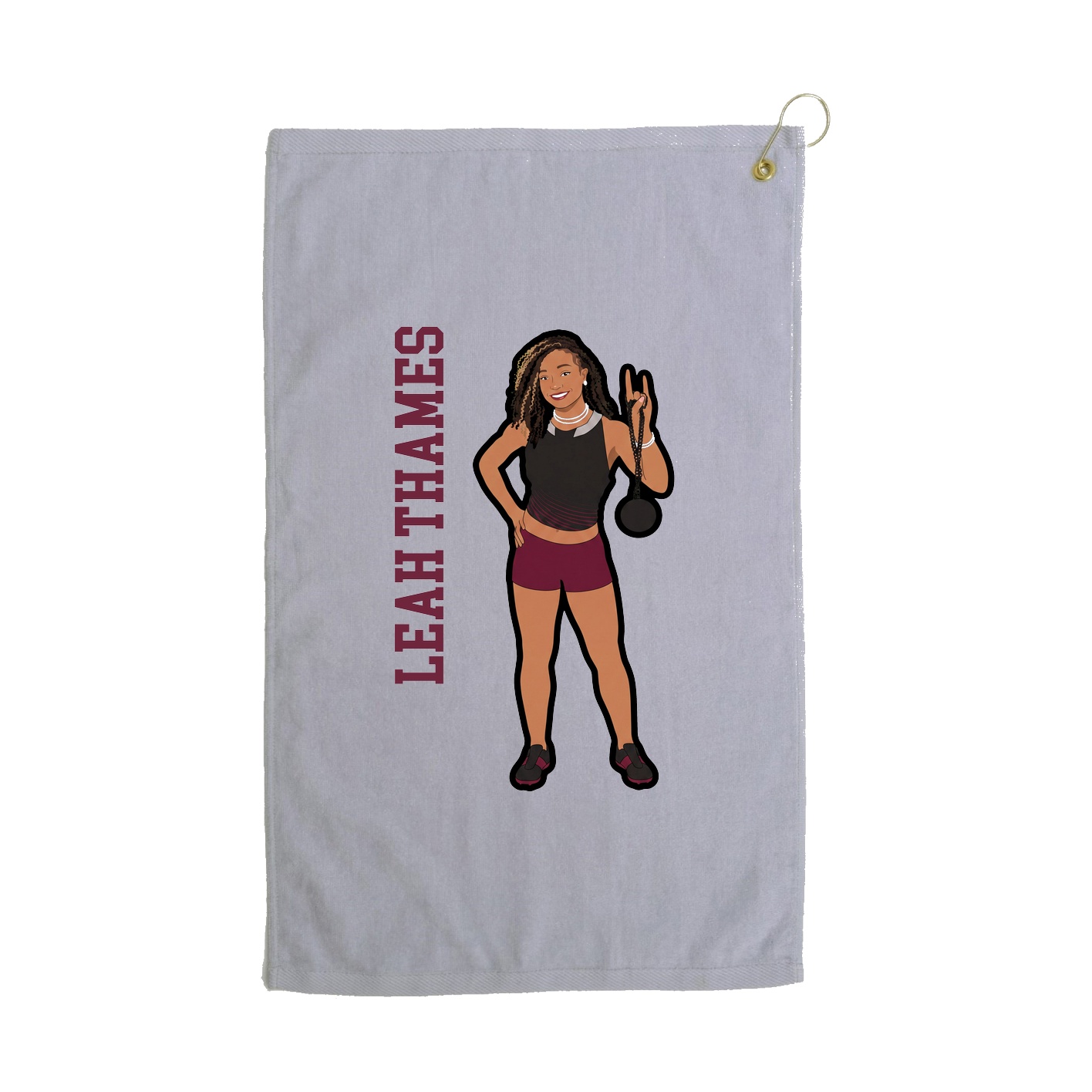 Golf Towel — Name Vertical in Grey