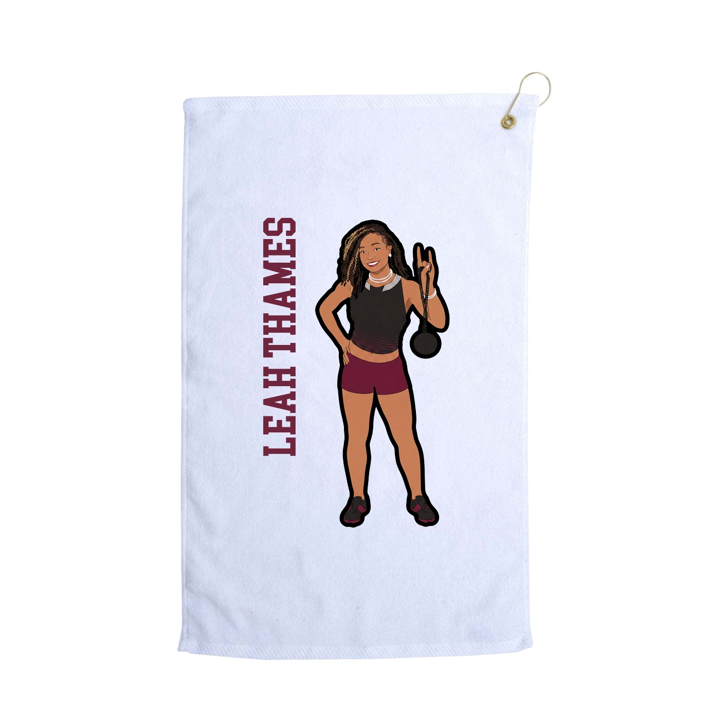 Golf Towel — Name Vertical in White