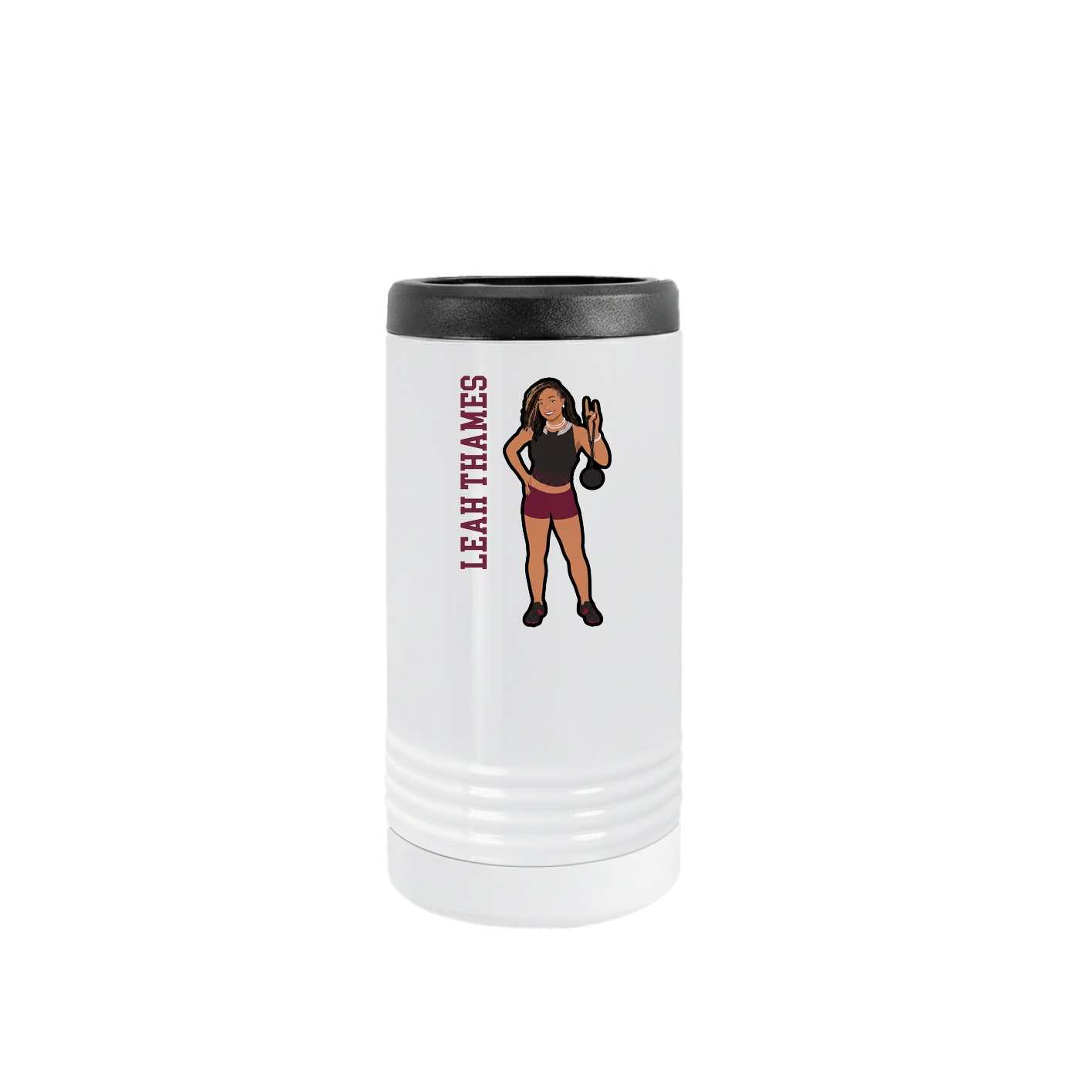 Slim Beverage Holder — Name Vertical in White
