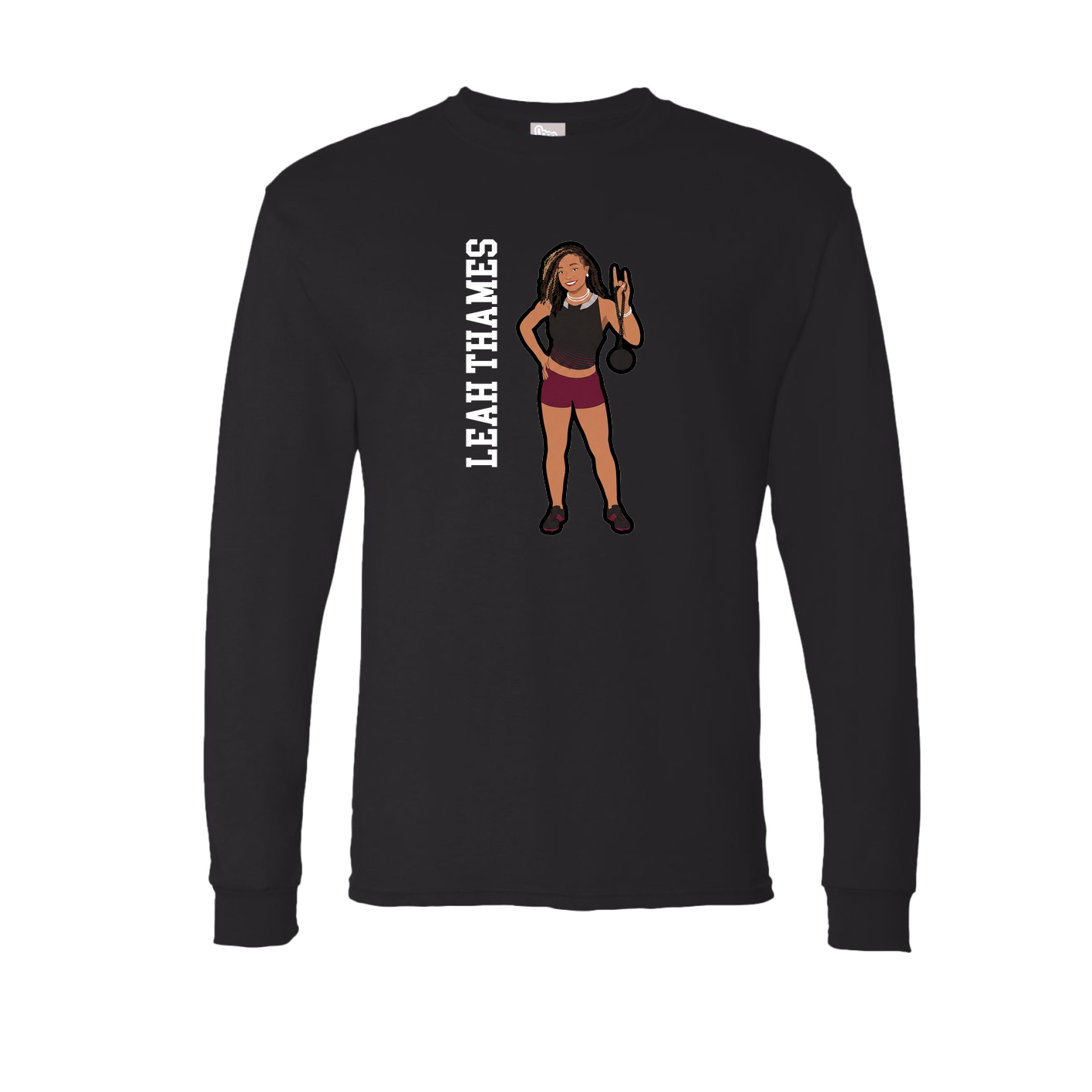 Long Sleeve Tee — Name Vertical in Black