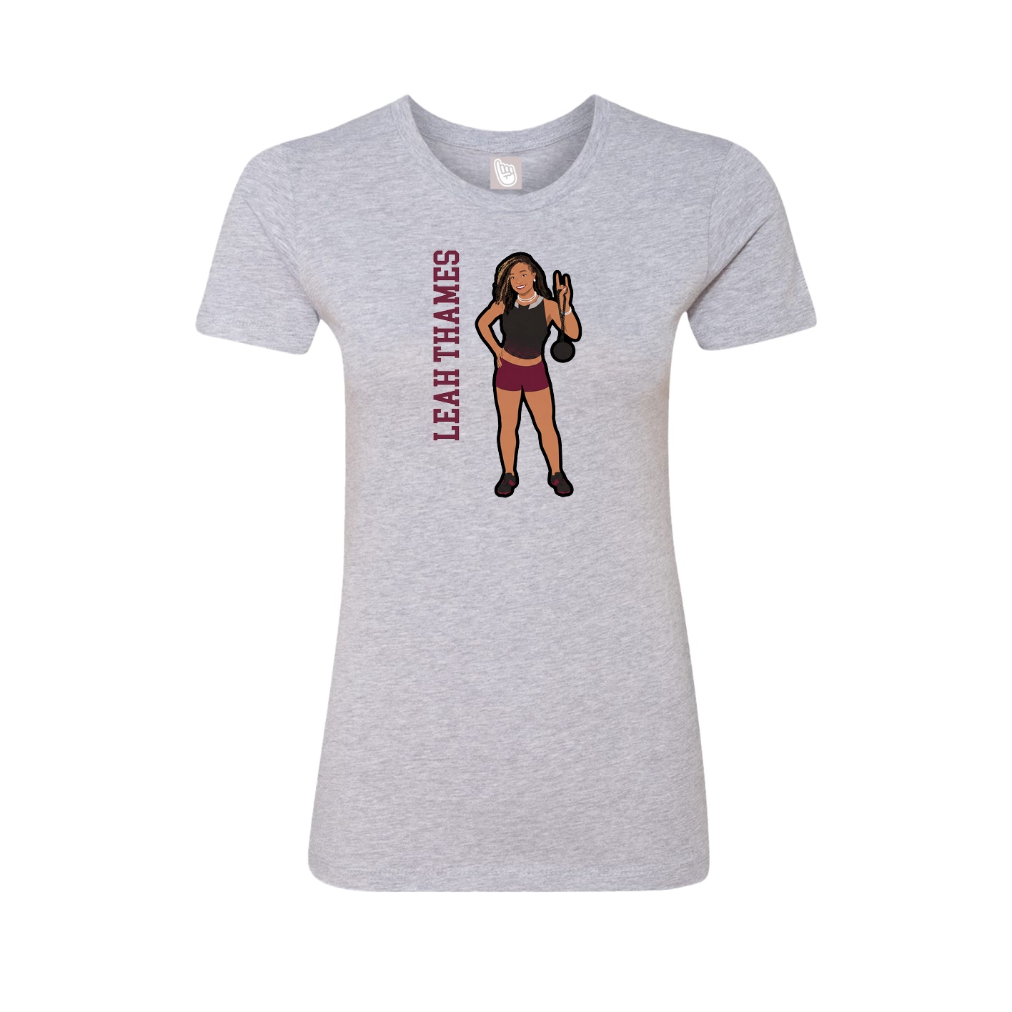 Fitted Women's Tee — Name Vertical in Grey