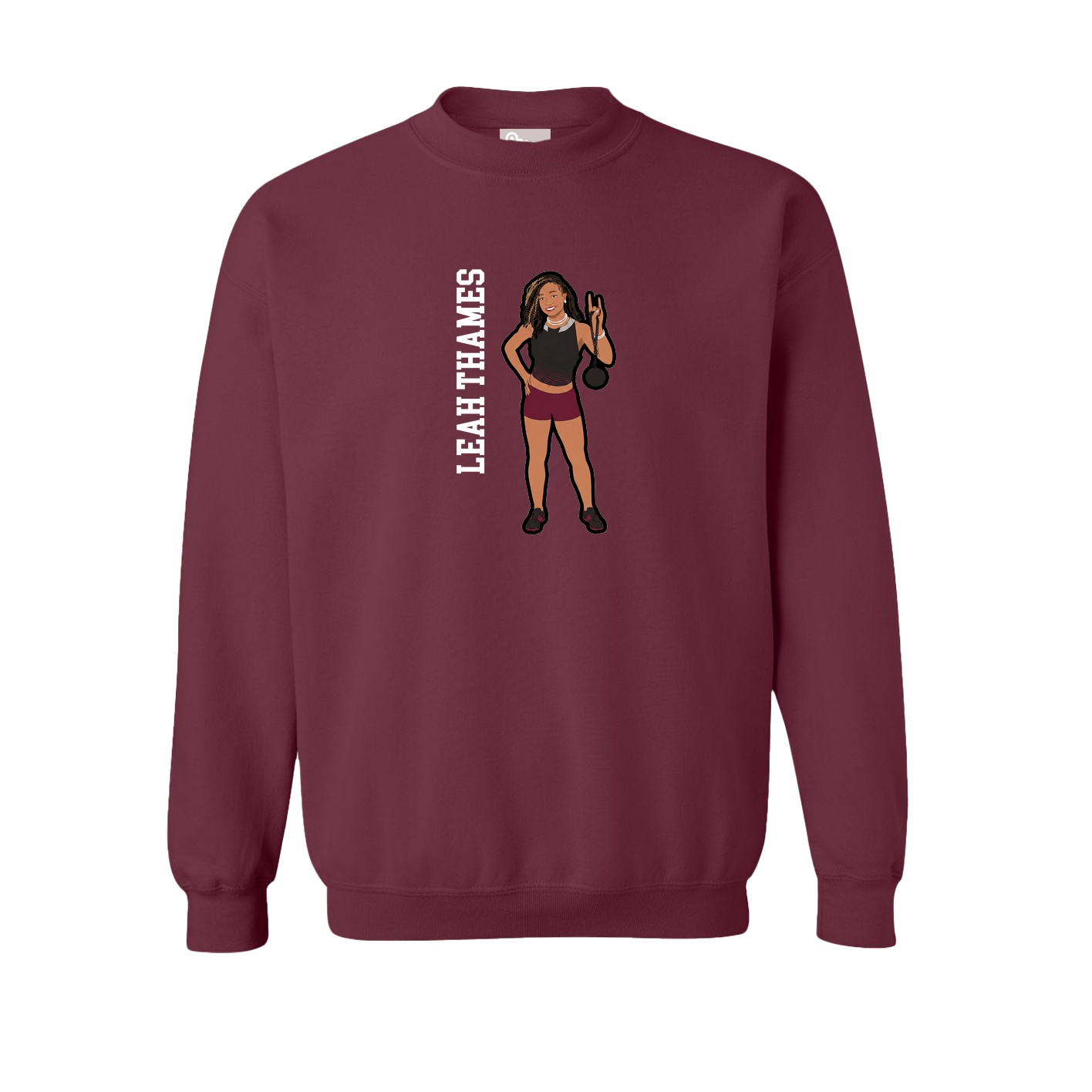 Fleece Crew — Name Vertical in Maroon