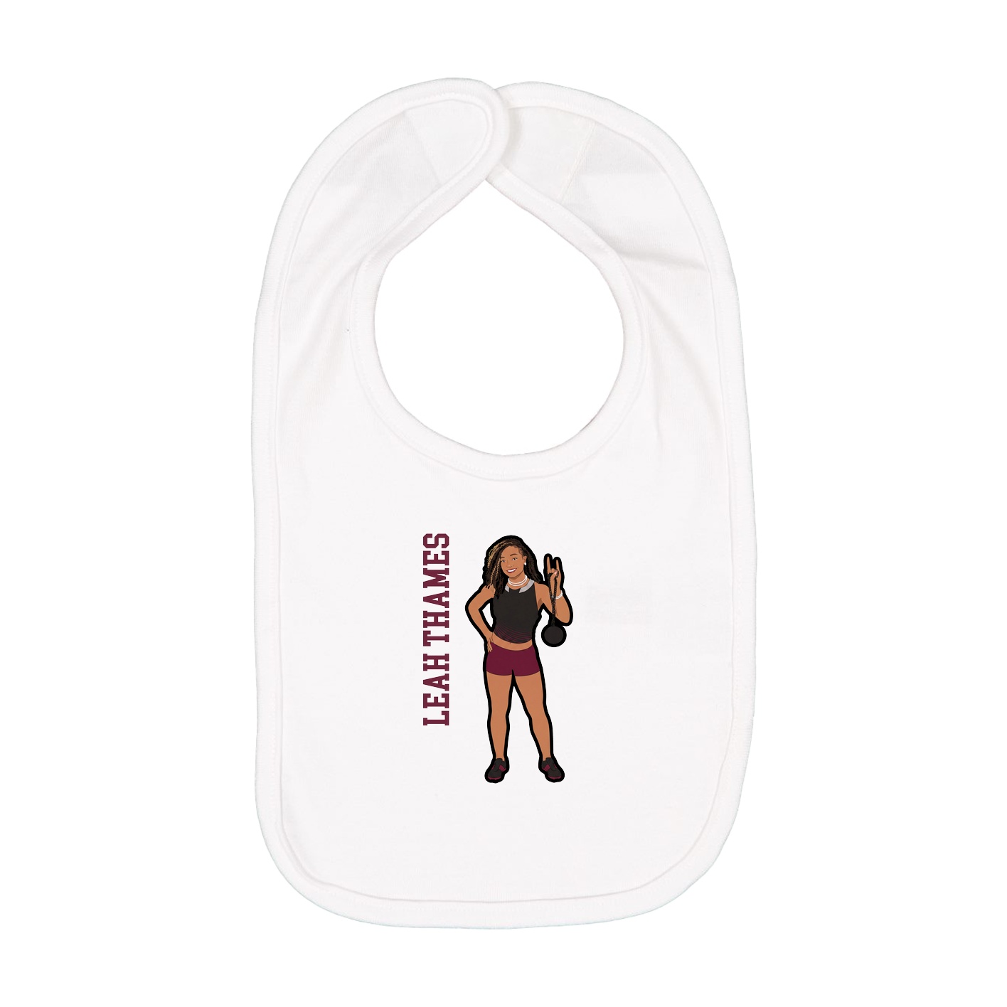 Infant Bib — Name Vertical in White