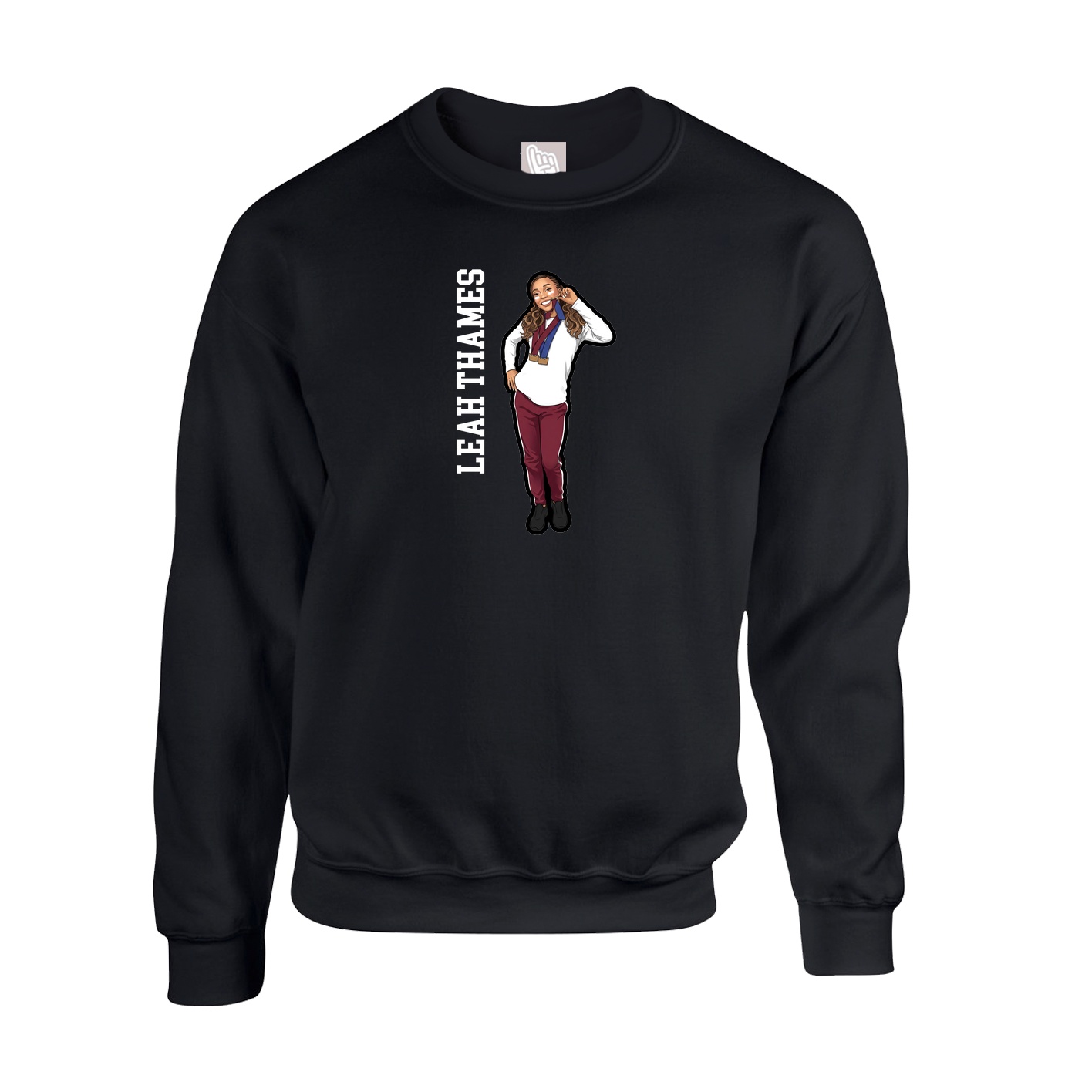 Fleece Crew — Name Vertical in Black