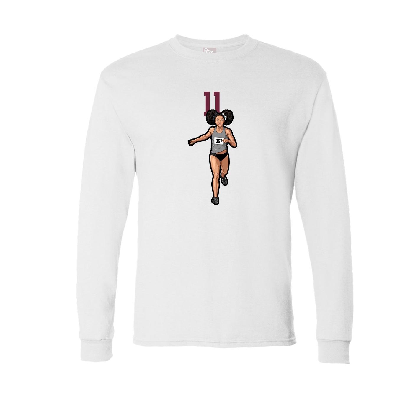 Long Sleeve Tee — Number Top in White