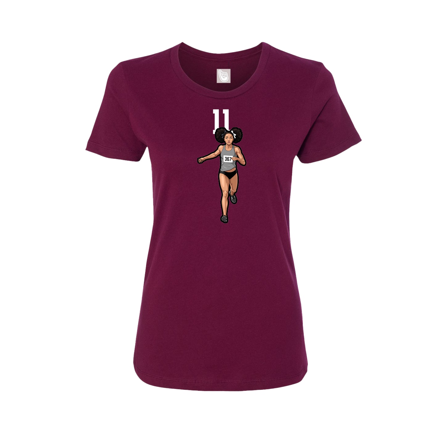 Fitted Women's Tee — Number Top in Maroon