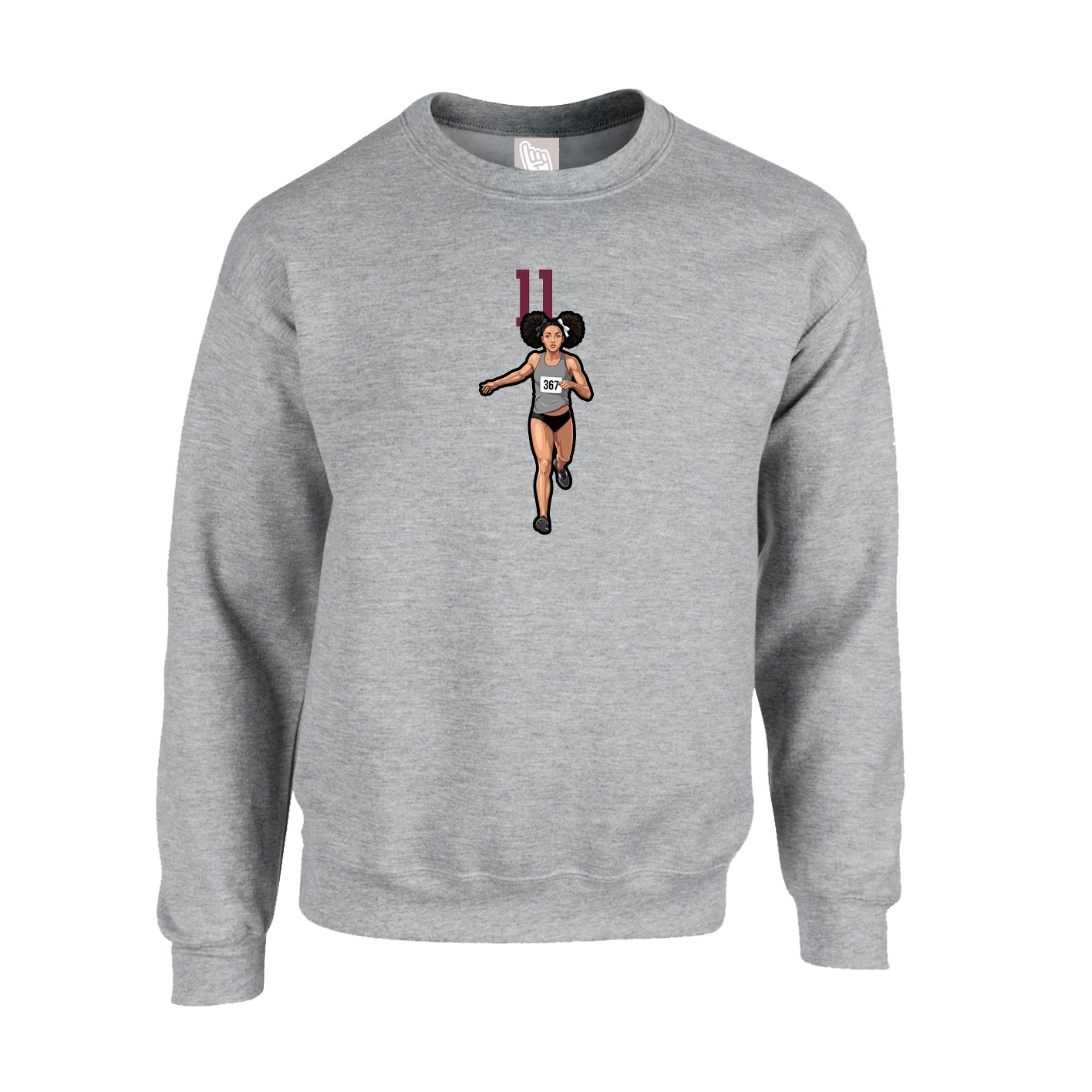 Fleece Crew — Number Top in Grey