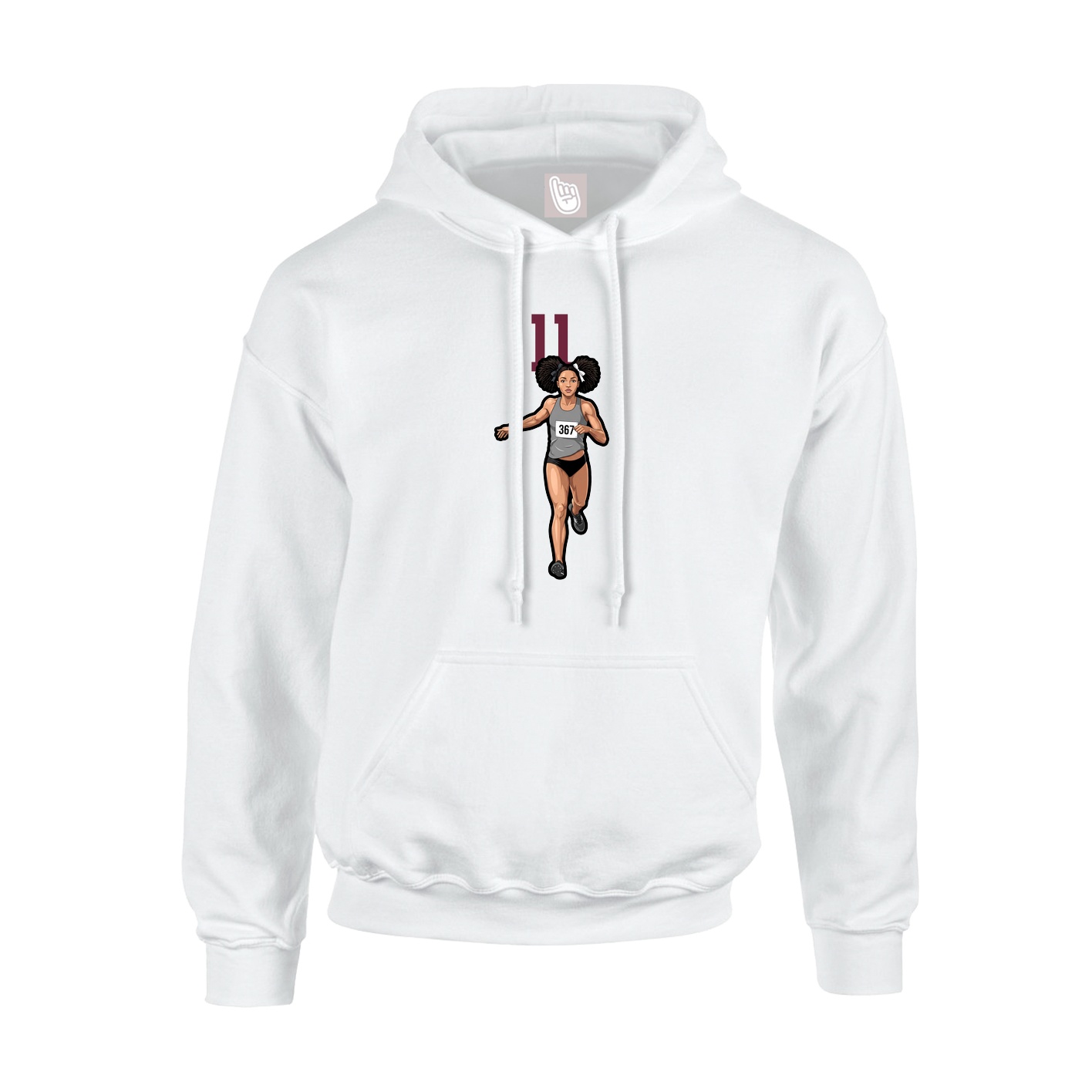 Youth Hoodie — Number Top in White