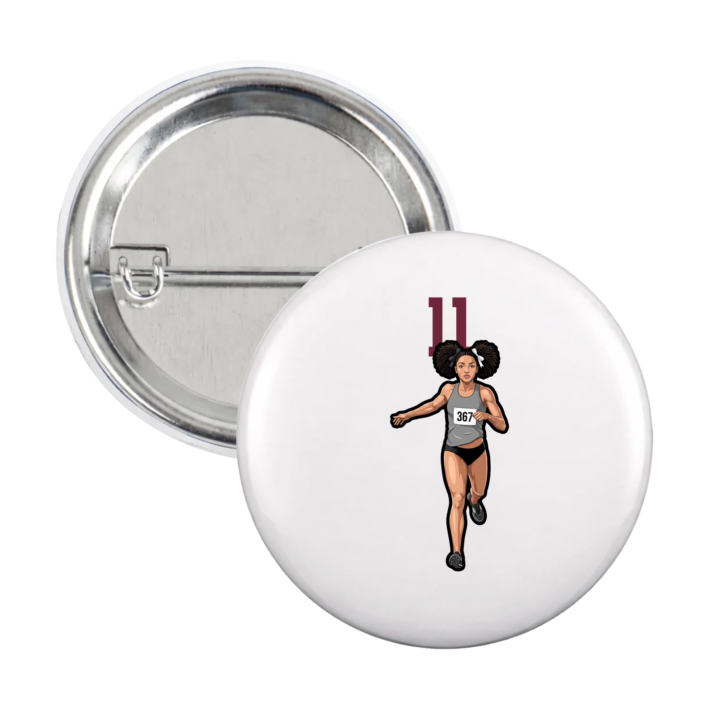 Game Day Button — Number Top in White