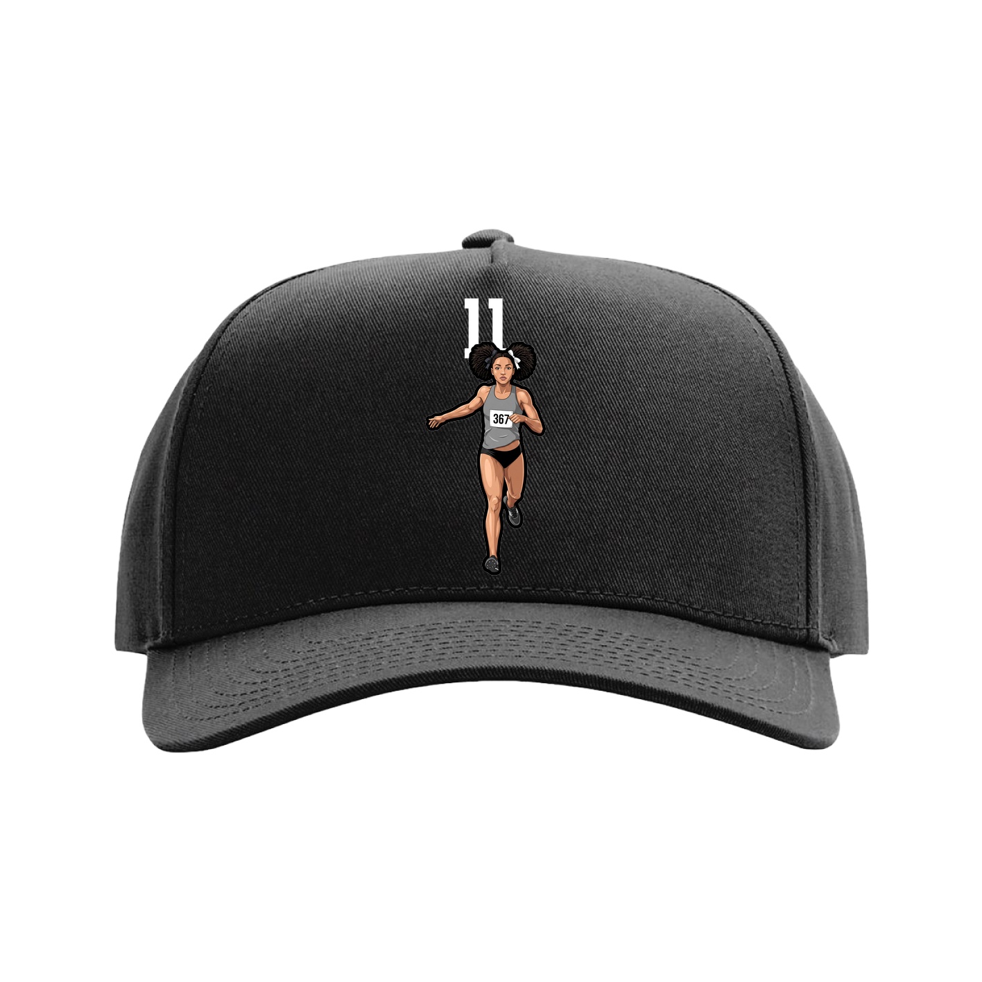 Full Fabric Five-Panel Champ Cap — Number Top in Black