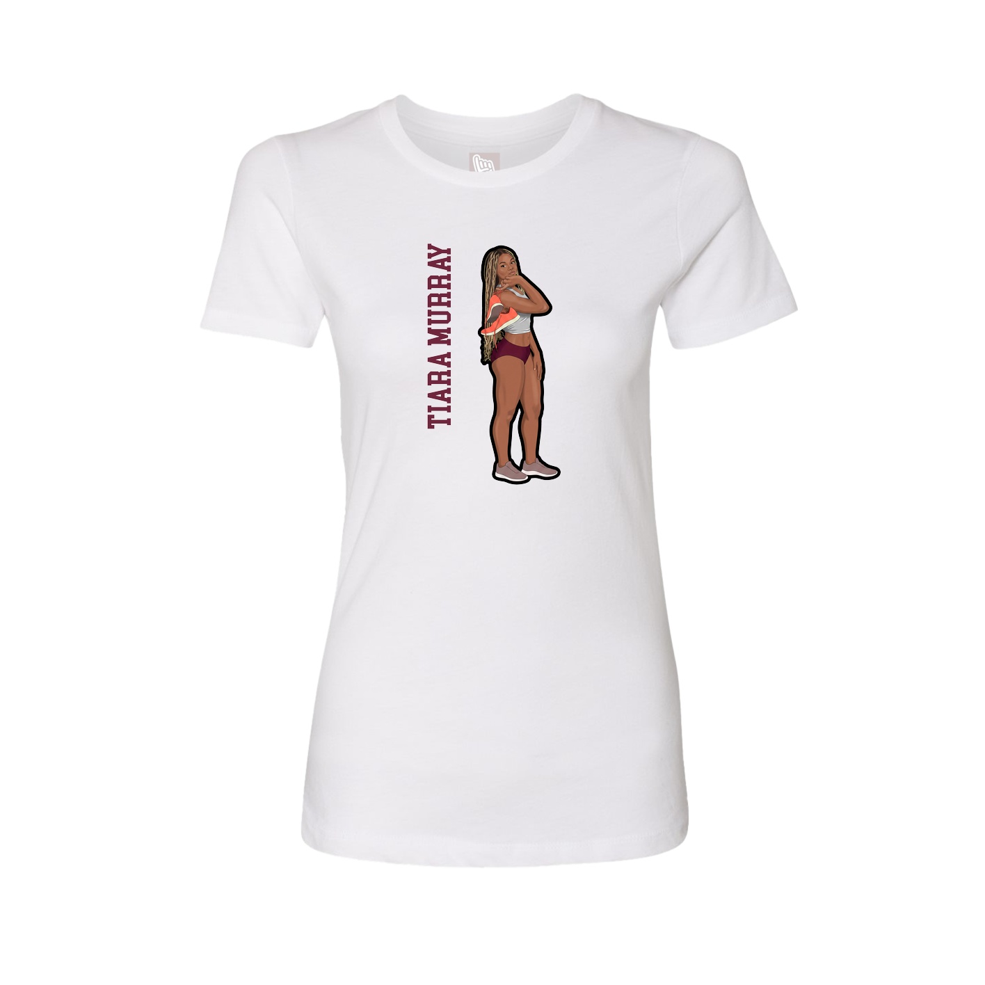 Fitted Women's Tee — Name Vertical in White