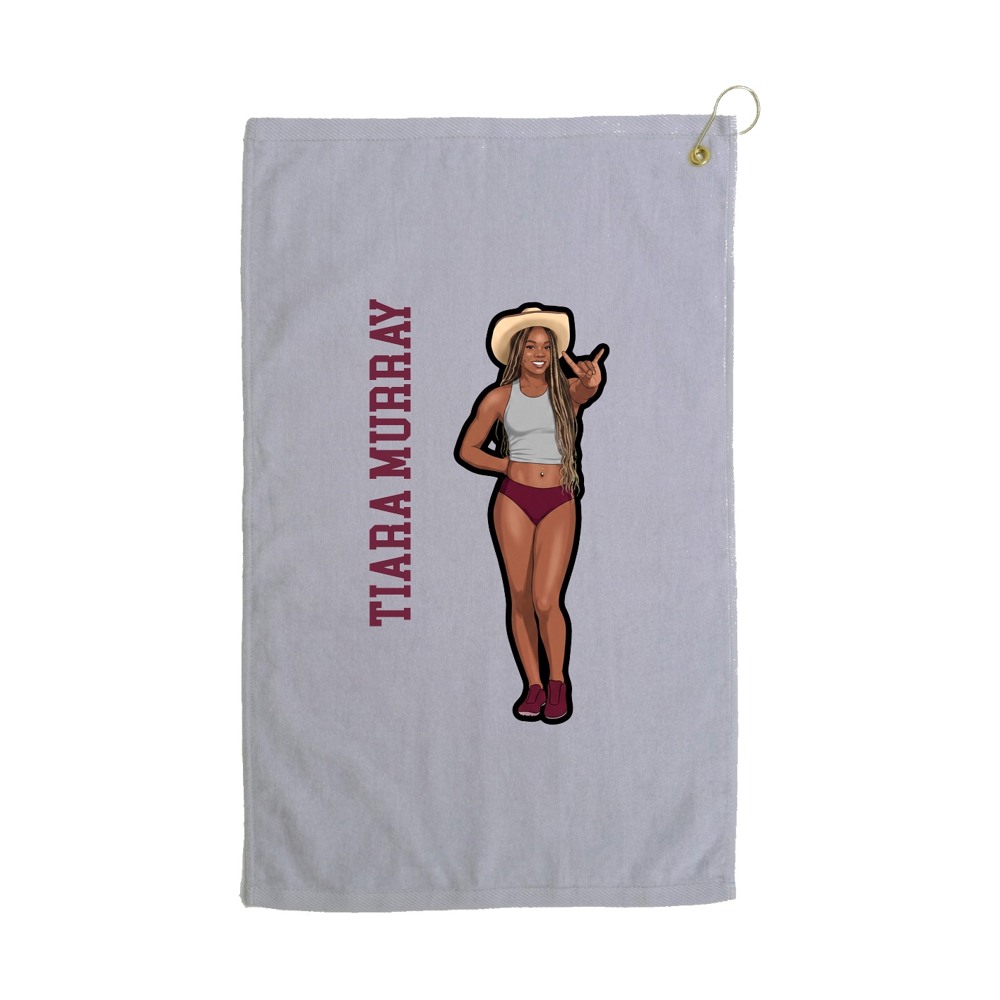 Golf Towel — Name Vertical in Grey
