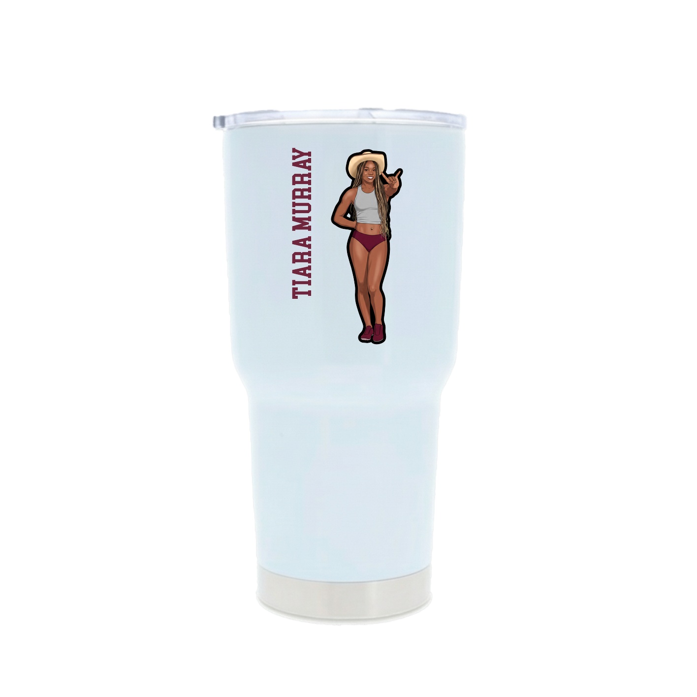 30oz Stainless Steel Tumbler — Name Vertical in White