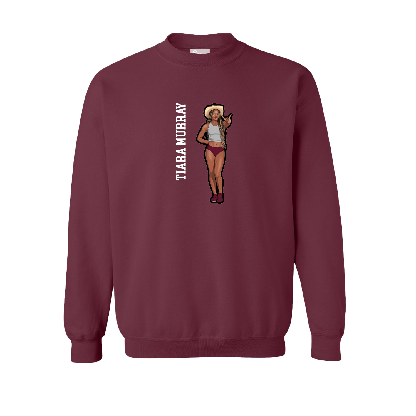 Fleece Crew — Name Vertical in Maroon