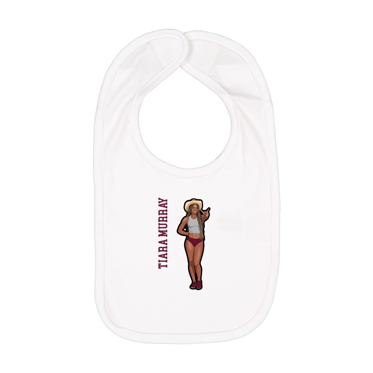Infant Bib — Name Vertical in White