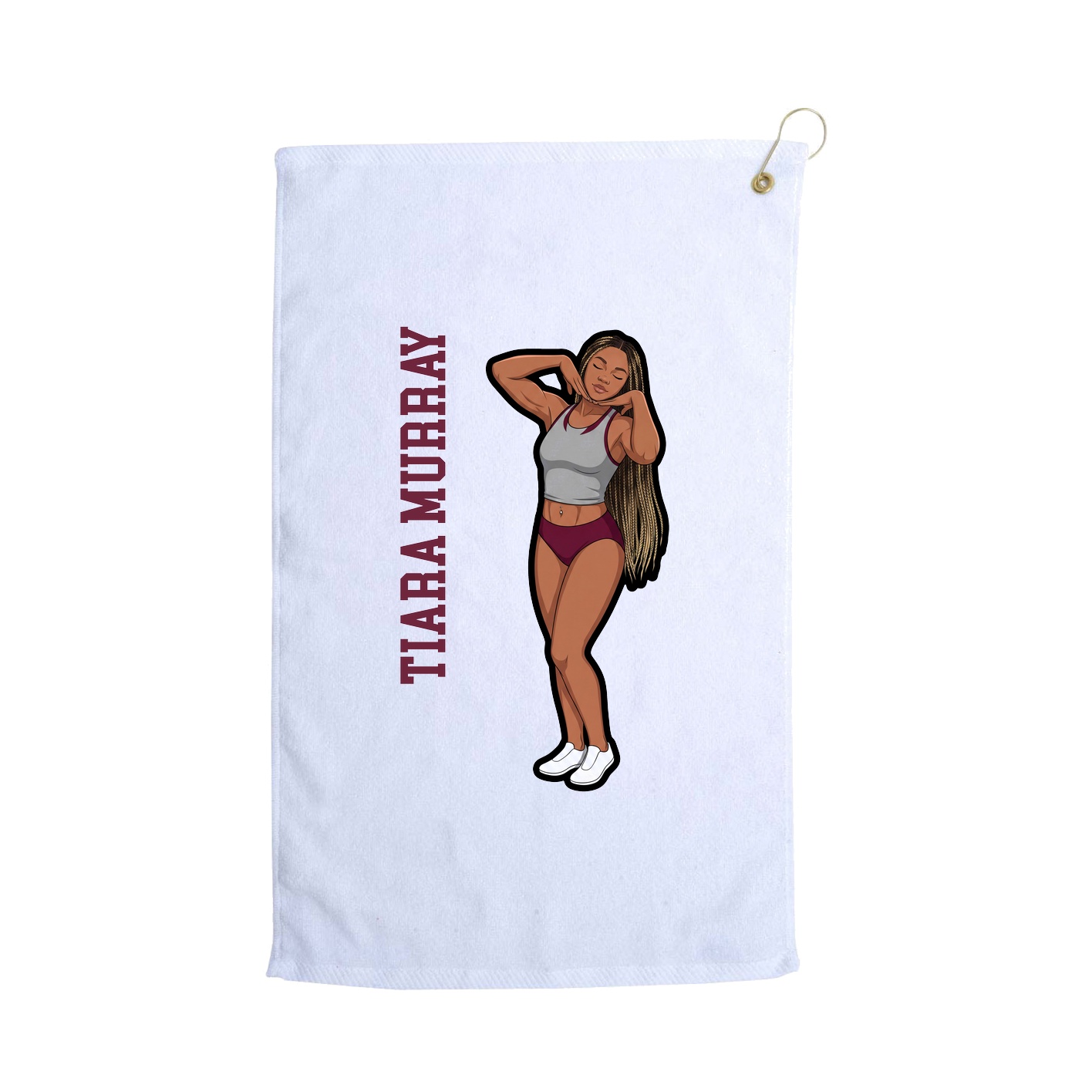Golf Towel — Name Vertical in White