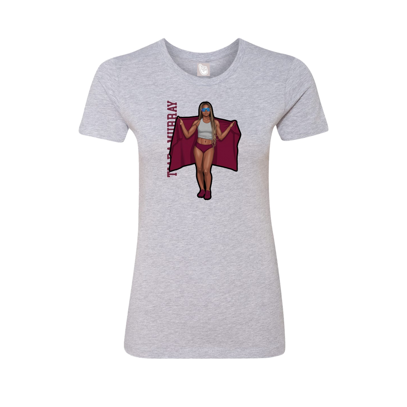 Fitted Women's Tee — Name Vertical in Grey
