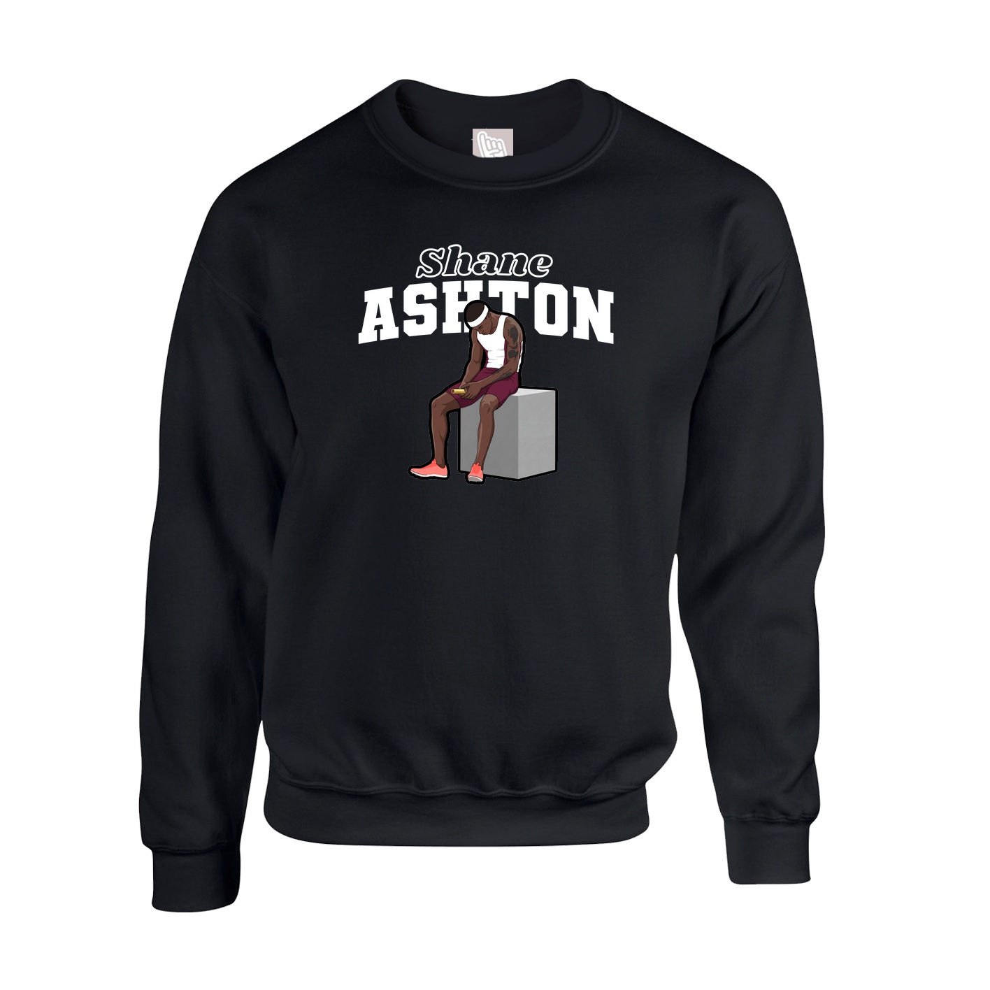 Fleece Crew — Name Arch in Black