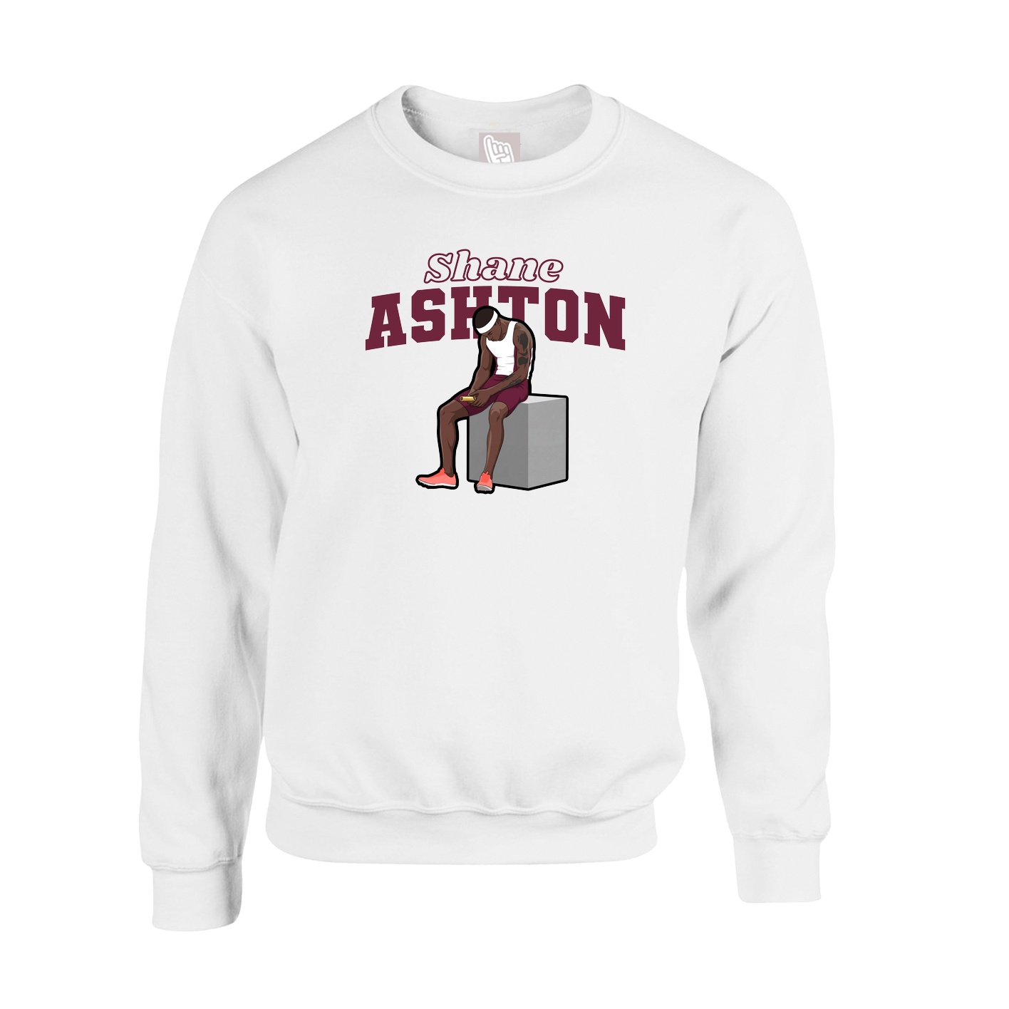 Fleece Crew — Name Arch in White