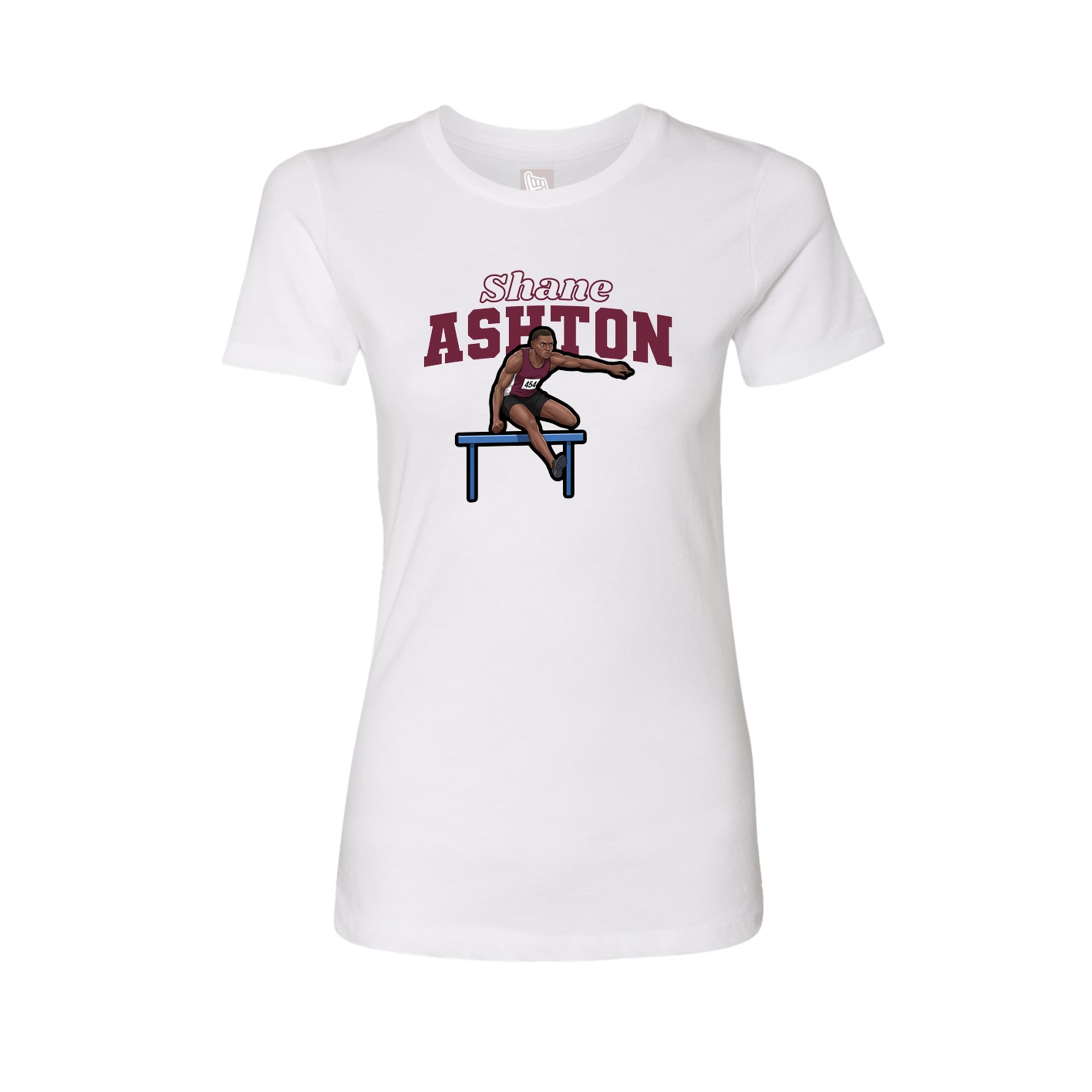 Womens Tee — Name Arch in White