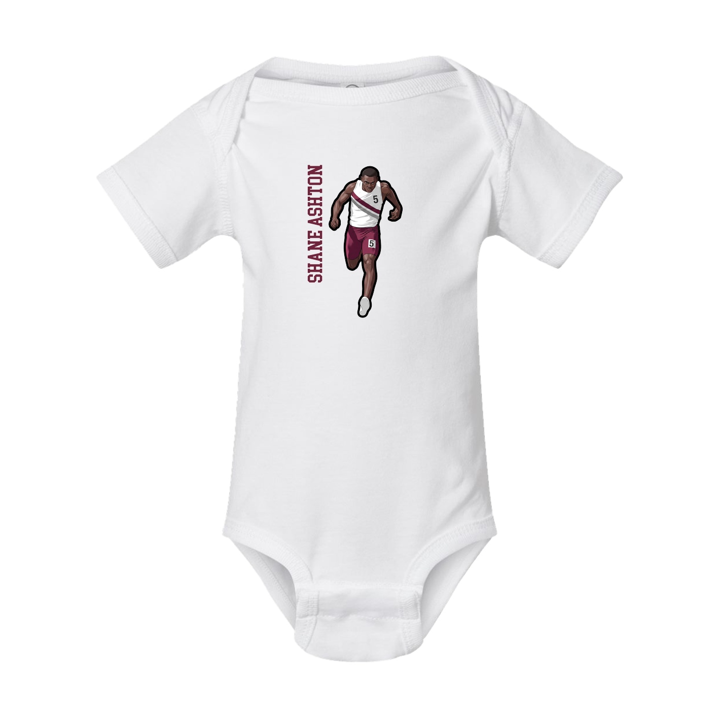 Baby Onesie — Name Vertical in White