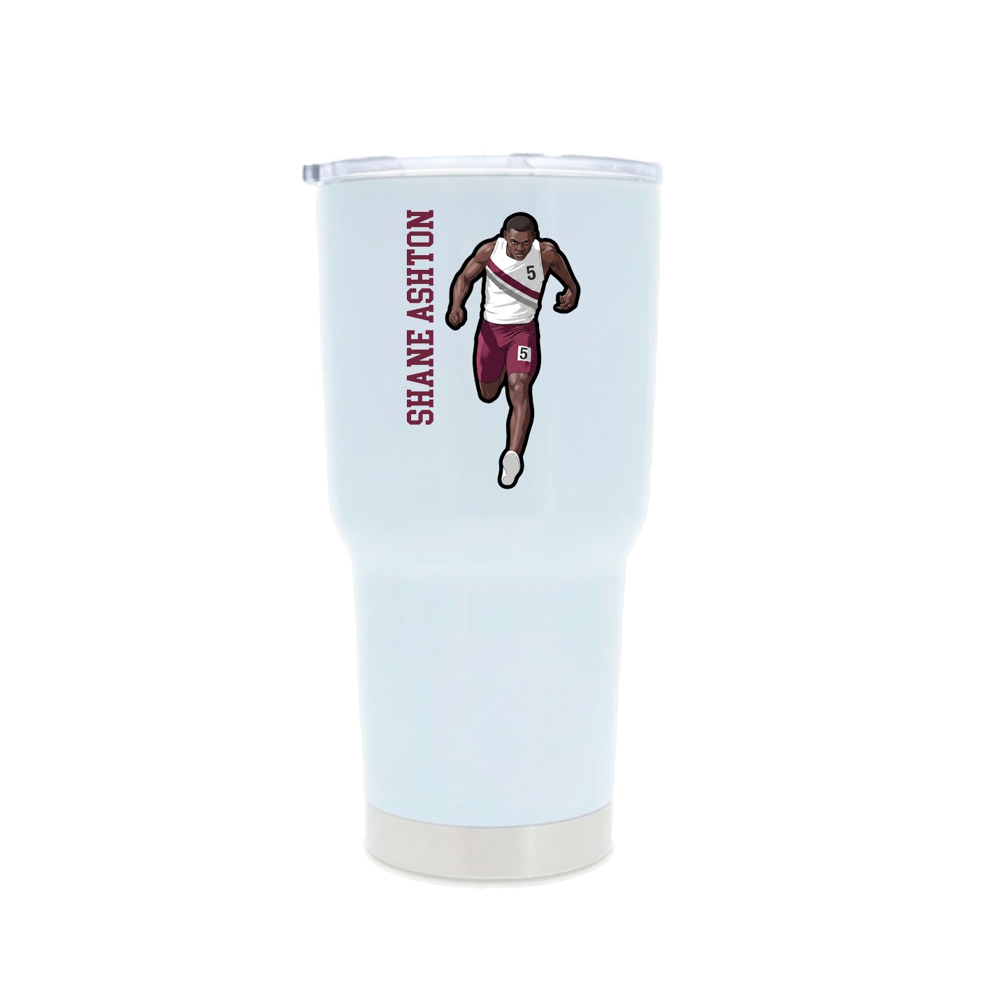 30oz Stainless Steel Tumbler — Name Vertical in White