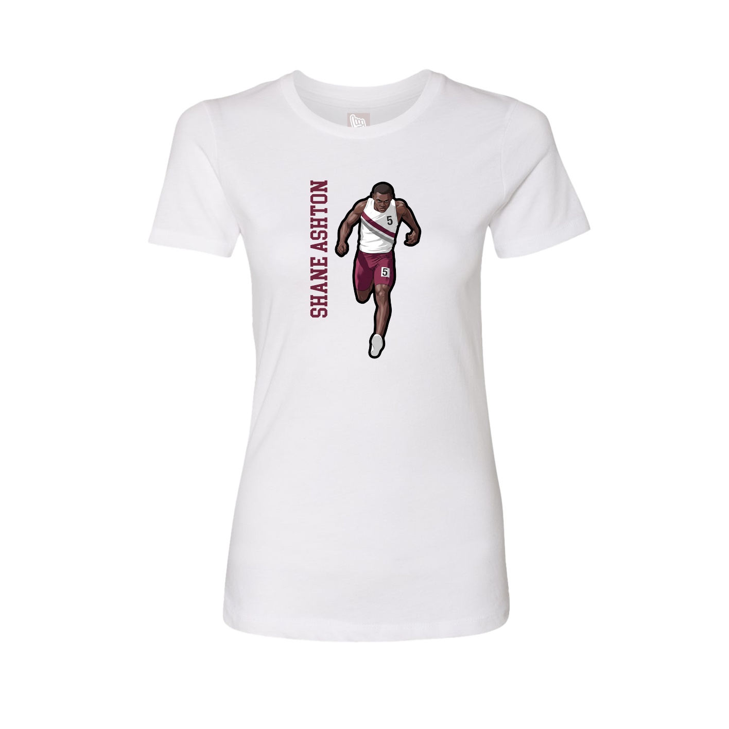 Womens Tee — Name Vertical in White